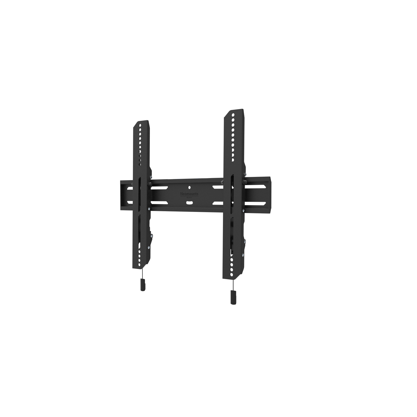 A black TV wall mount against a white background. It has two vertical bars and a horizontal bar.