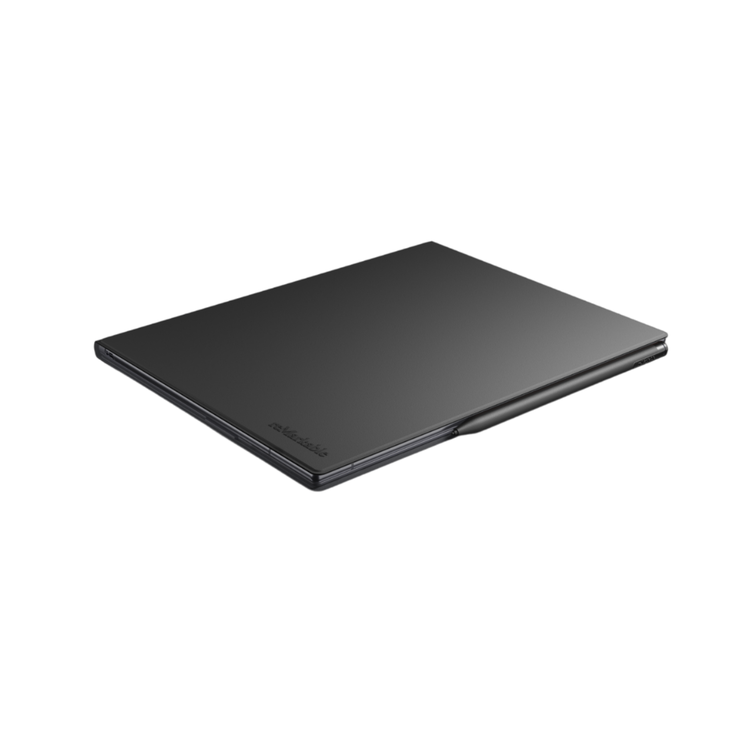 Siyah bir yüzey üzerinde siyah tablet. Şık, minimalist bir tasarım gösterir.