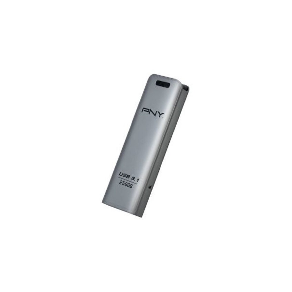 Srebrny pendrive USB 3.1 jest pokazany na białym tle.