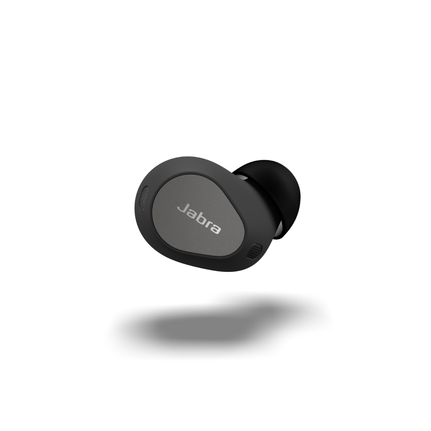 Czarny wkład Jabra. Logo Jabra widoczne na szarej powierzchni wkładu.