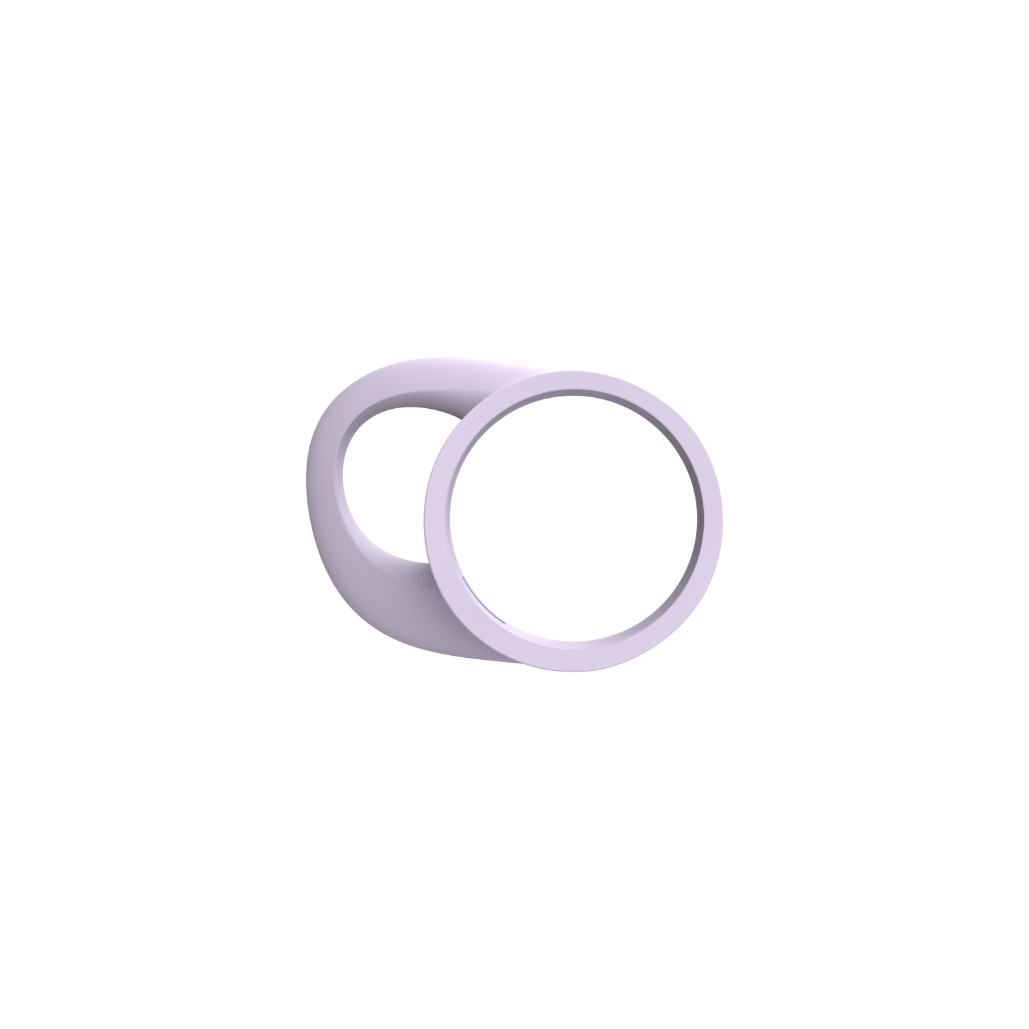 Ein hellvioletter Ring mit runder Öffnung, mit weißem Hintergrund.