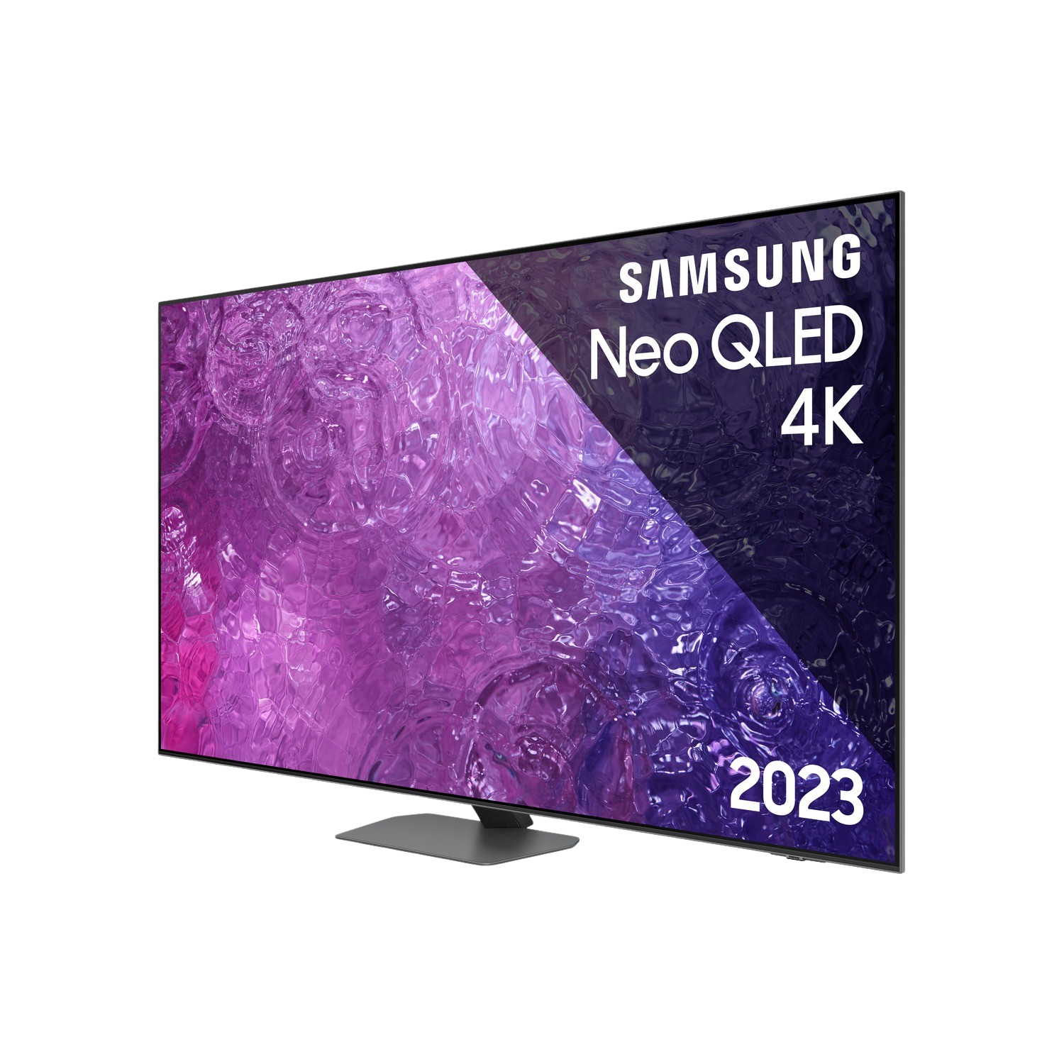 Telewizor Samsung Neo QLED 4K z tekstem: Samsung Neo QLED 4K 2023. Czarna ramka.