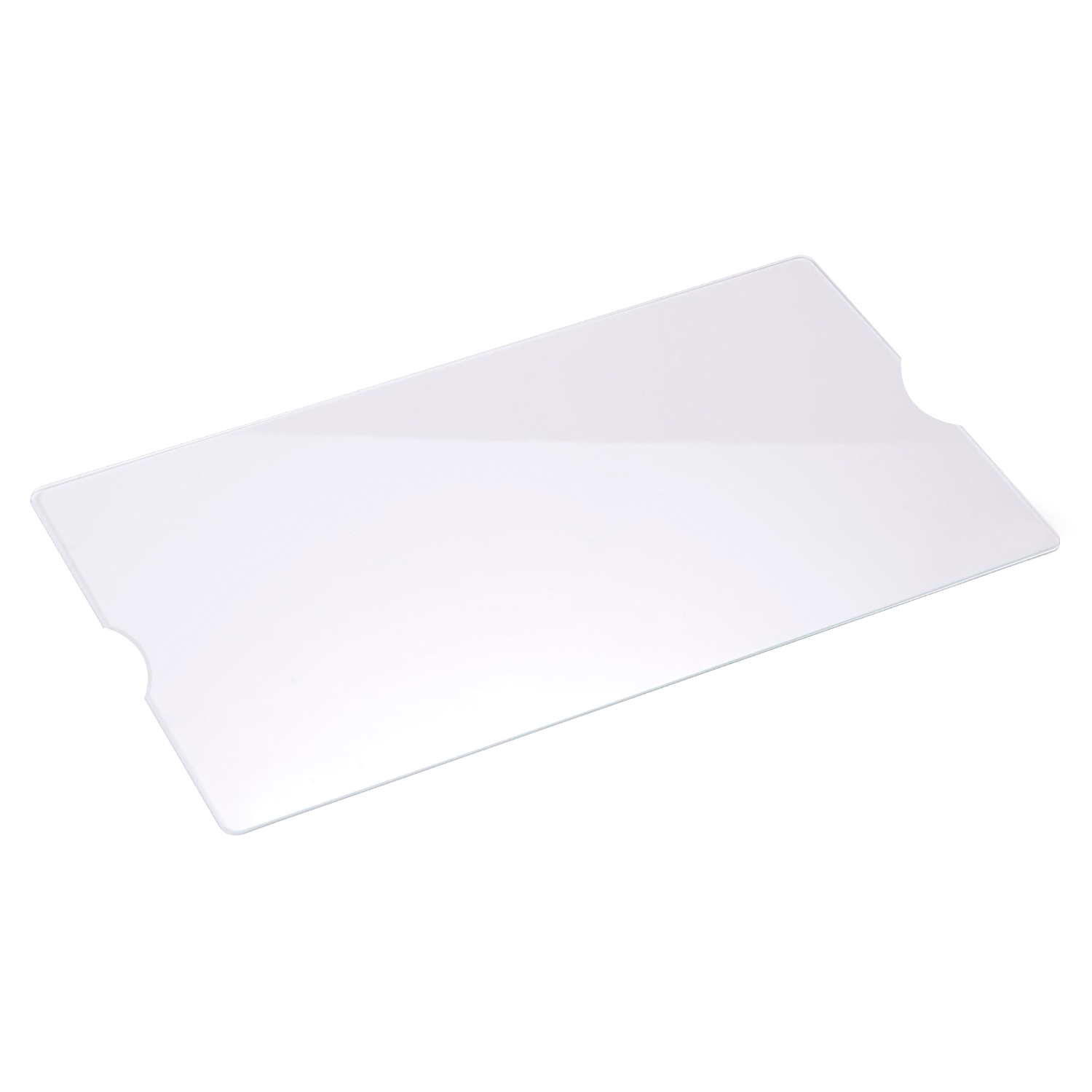 Witte plastic snijplank op zwarte achtergrond.