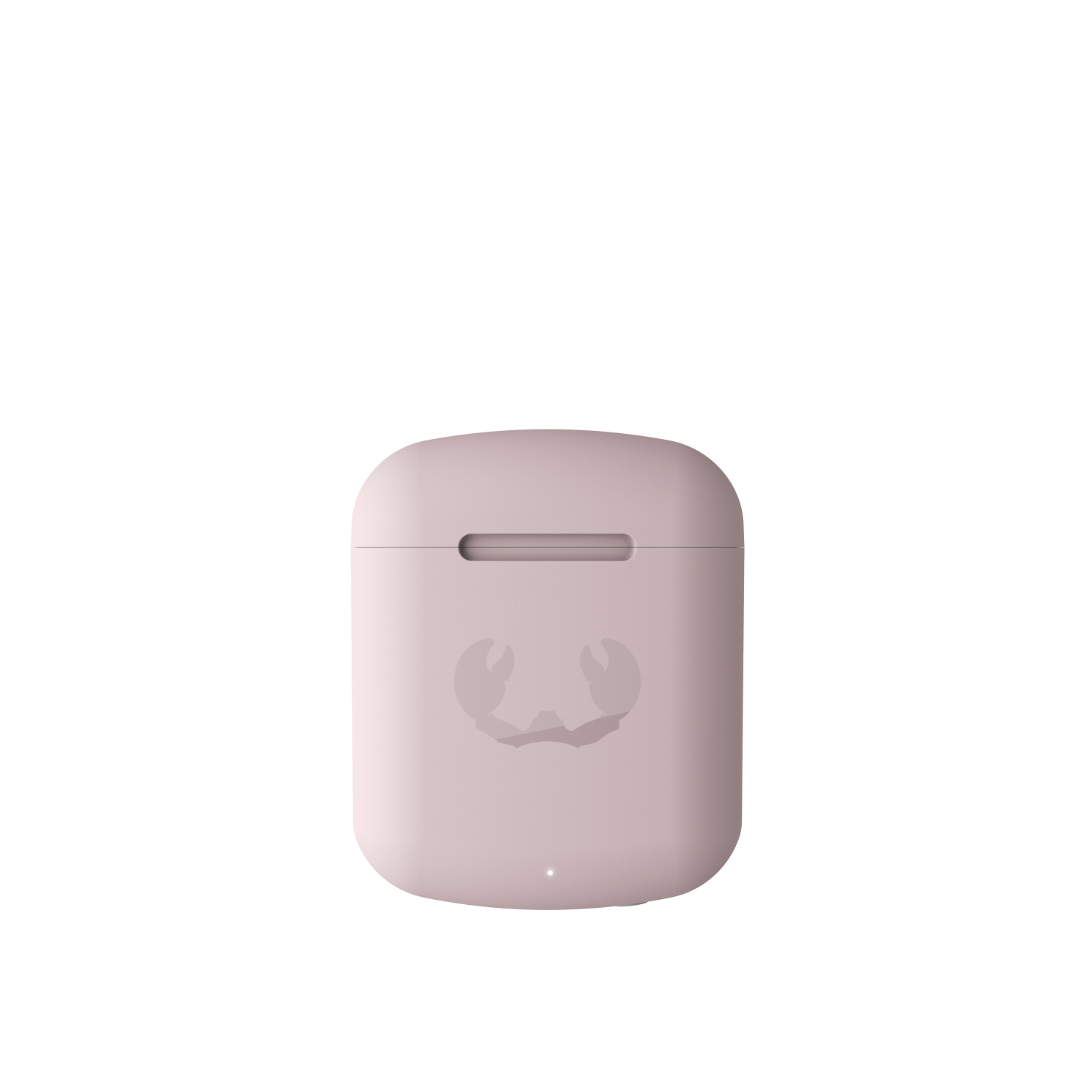 Różowe etui ładujące z logo na czarnym tle.