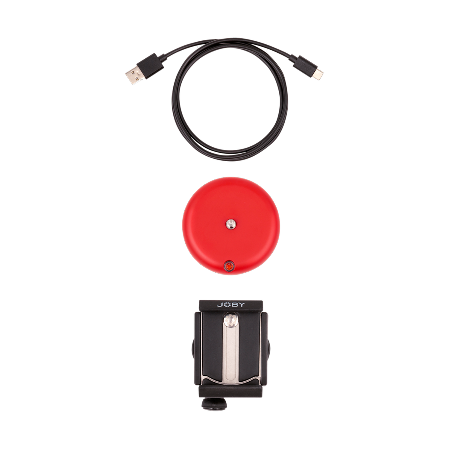 Een zwarte kabel, een rode cirkel en een zwarte telefoonhouder op een zwarte achtergrond.