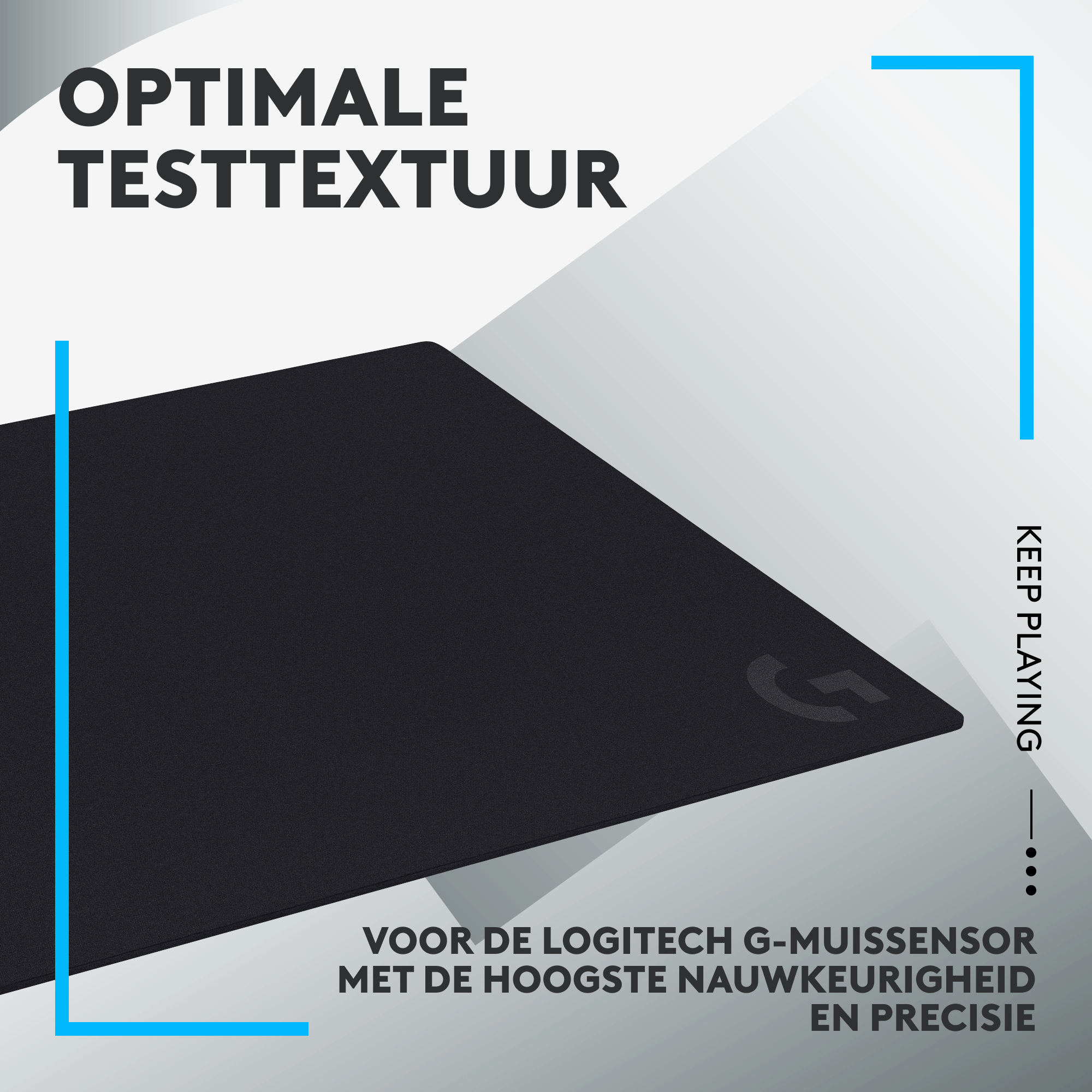 Czarna podkładka pod mysz z logo Logitech G. Tekst: Dla czujnika myszy Logitech G.