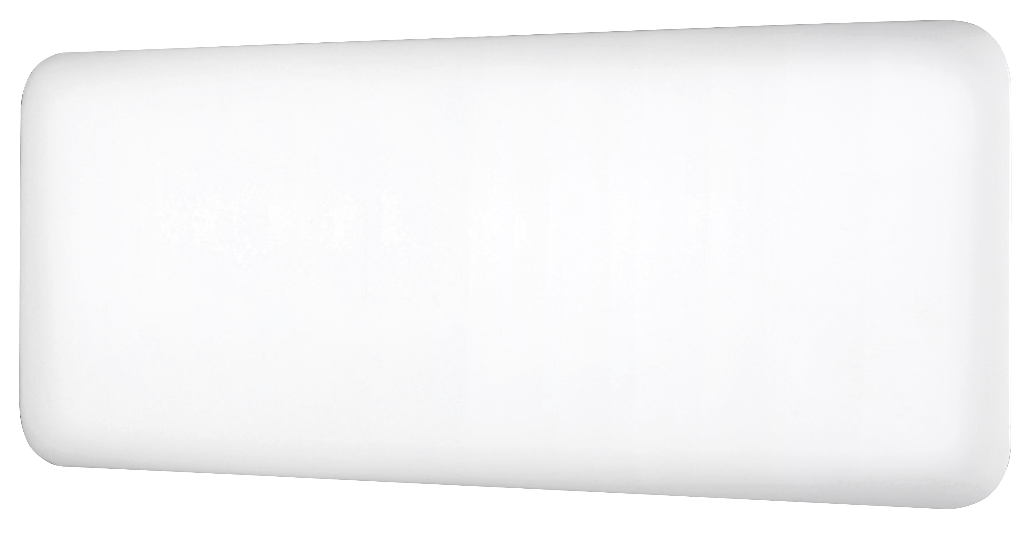 Un oggetto rettangolare bianco e arrotondato, possibilmente un componente o una parte.