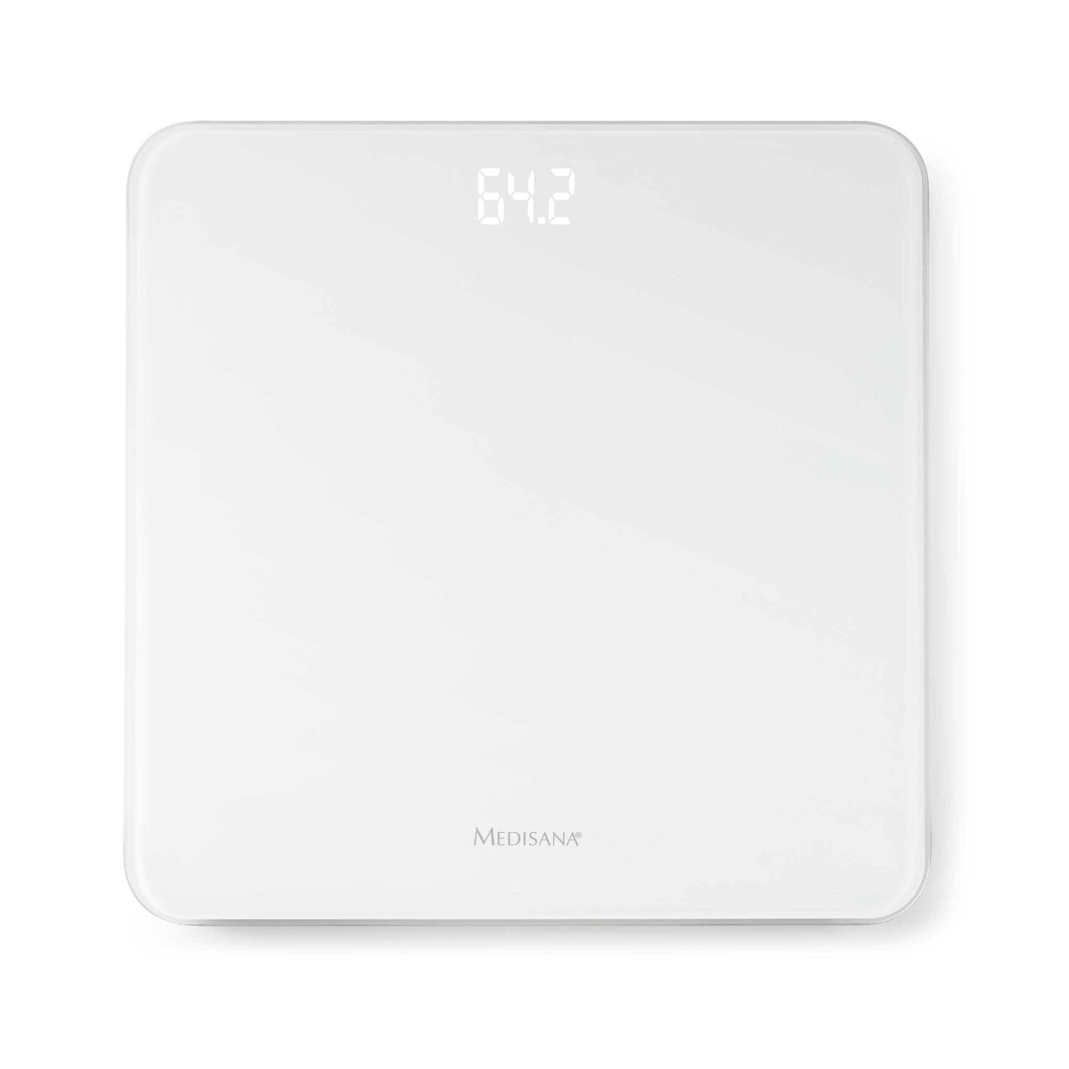 Báscula de baño - MEDISANA 40434 PS 435 BASCULA CRISTAL CON VISOR OCULTO, Peso máximo 180 kg, Batería/s AAA, Blanco