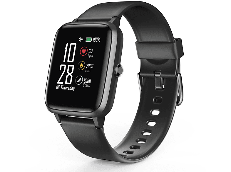 HAMA 178606 SMARTWATCH FIT WATCH 5910 Smartwatch Edelstahl Kunststoff, 255 mm (Länge insgesamt), Schwarz