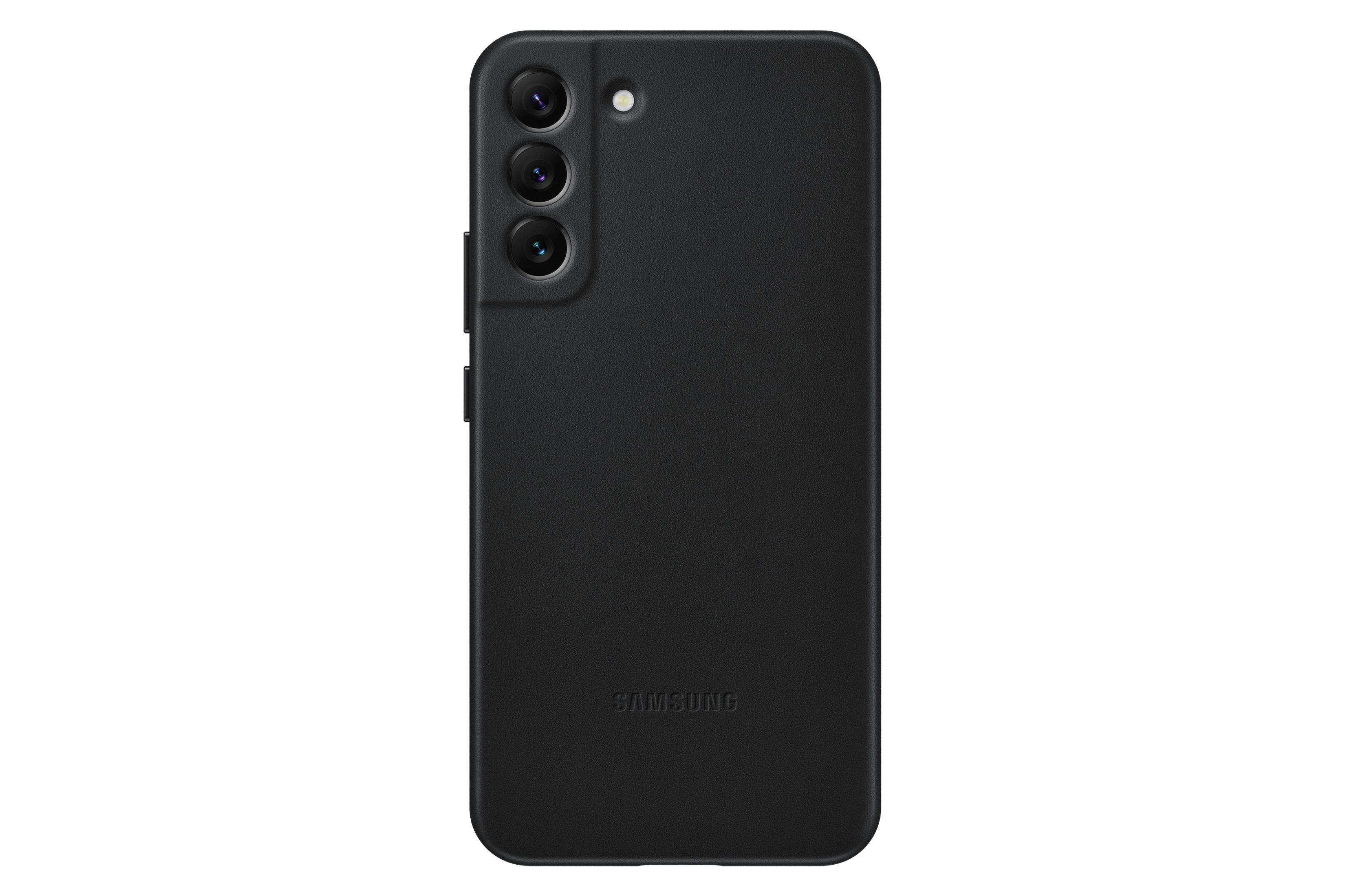 Schwarze Handyhülle mit drei Kameralinsen. Das Samsung-Logo ist sichtbar.