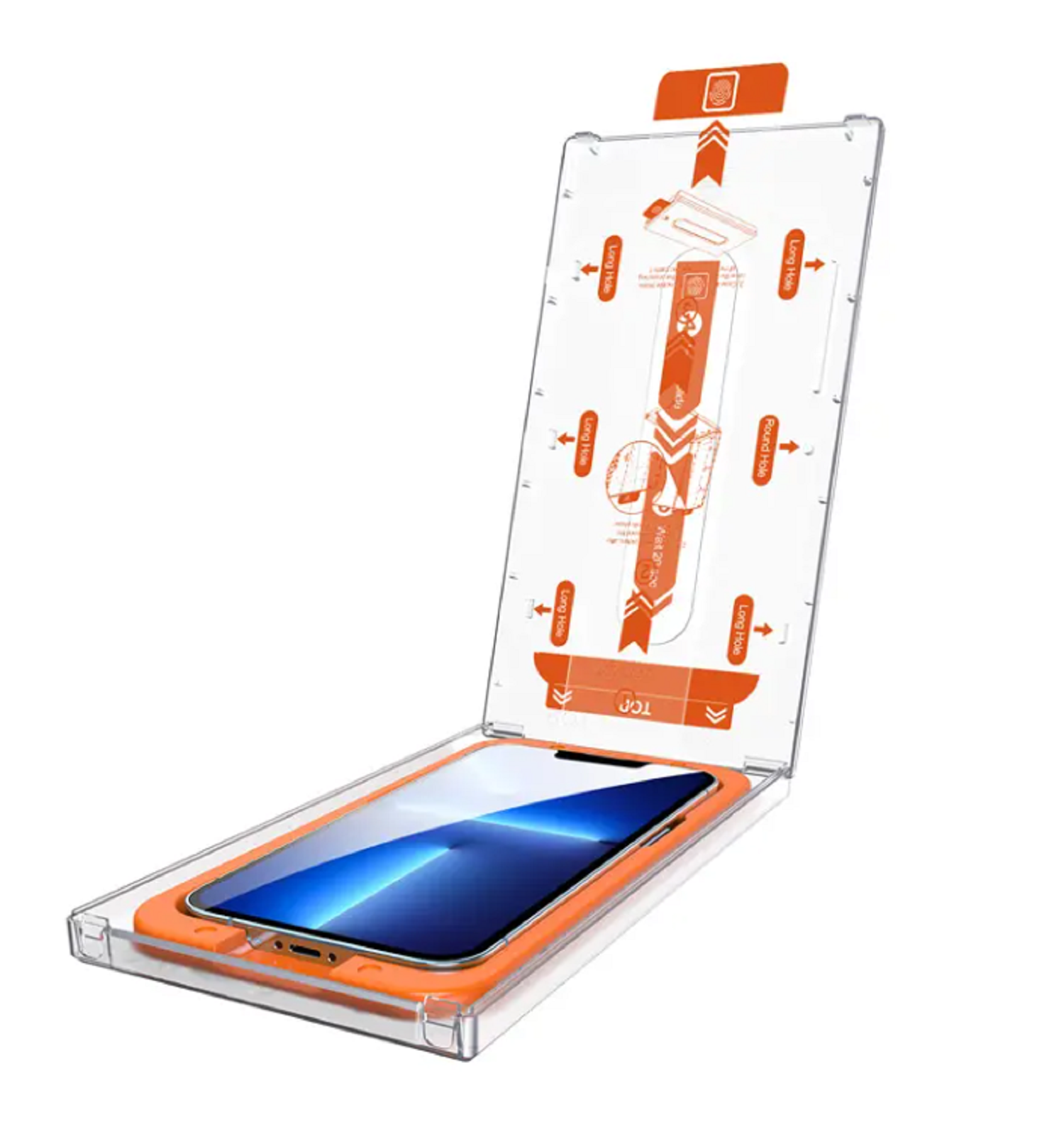 Transparenter Bildschirmschutz in einer Führung, mit Telefon.