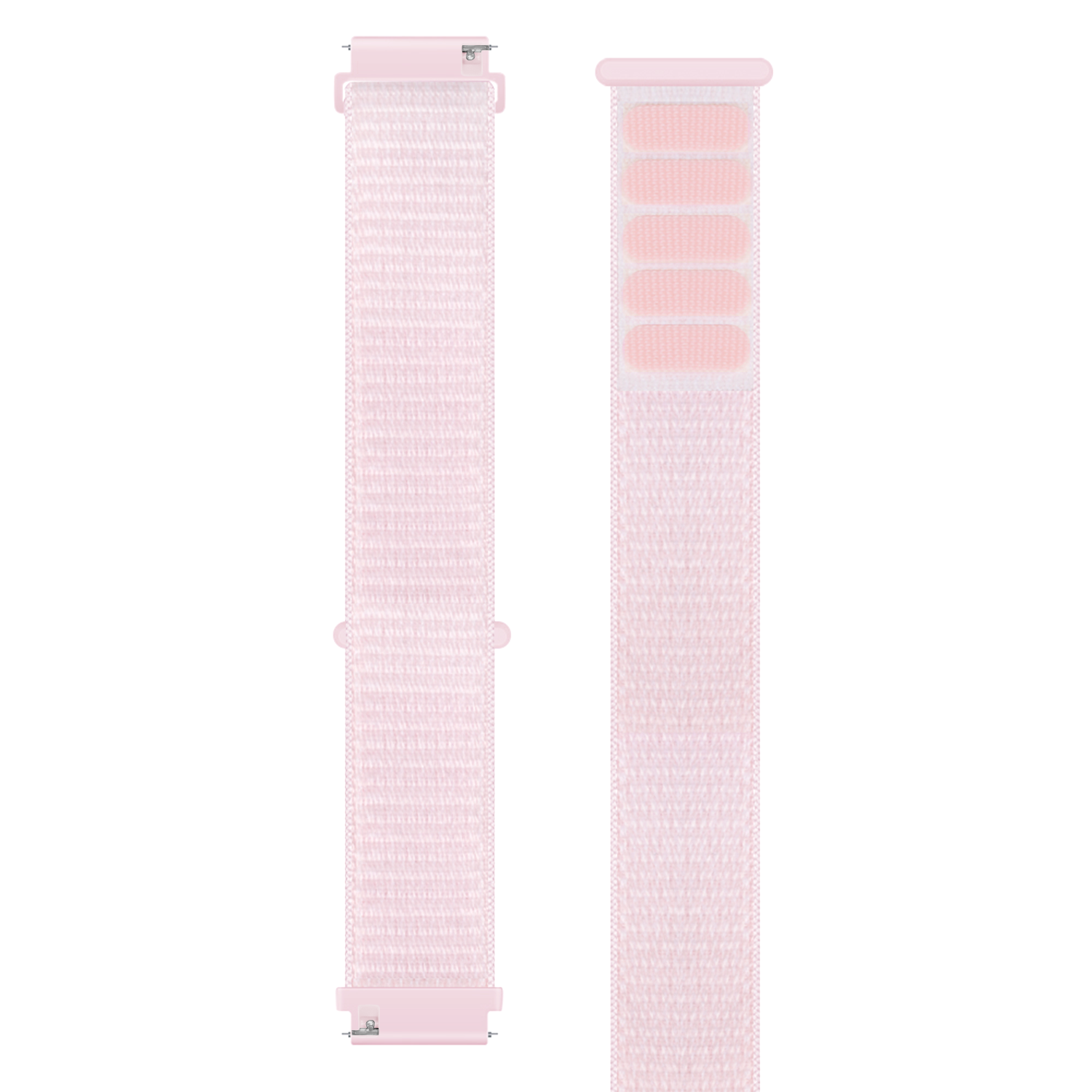 Rosa Uhrenarmbänder, zwei Armbänder nebeneinander, mit rosa Klettverschlüssen.