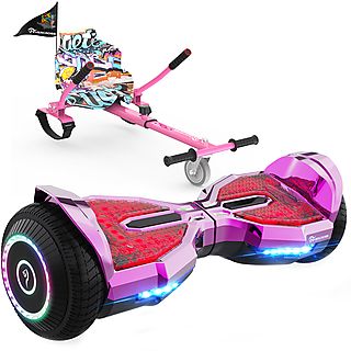 Hoverboard  - EV2 Hoverboards con Asiento para niños y Adultos, Hoverboards con Música Bluetooth y Luces LED EVERCROSS, 15 km/hkm/h, 4000 mAh, 150 W, 100 kg, Rosa