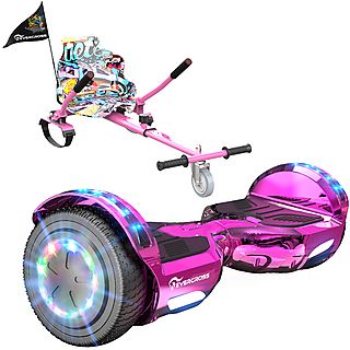 Hoverboard  - XP10 Hoverboards con Asiento para niños y Adultos, Hoverboards con Música Bluetooth y Luces LED EVERCROSS, 15 km/hkm/h, 4000 mAh, 150 W, 100 kg, Rosa