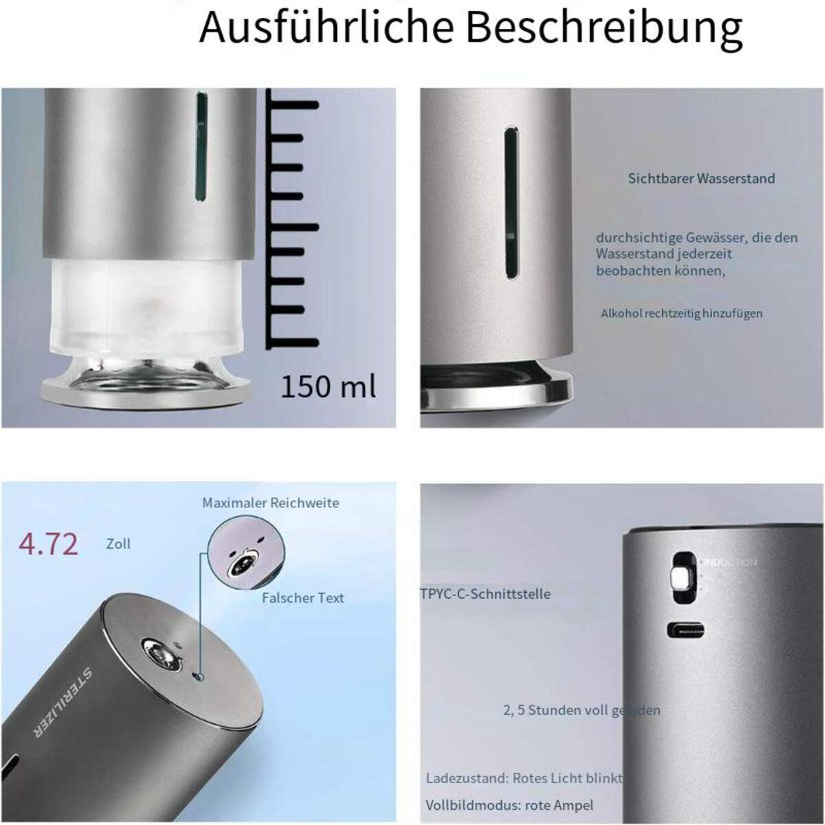 Bild mit Details eines Sterilisators. Es zeigt einen Wasserstand, eine Messung und Teile des Produkts.