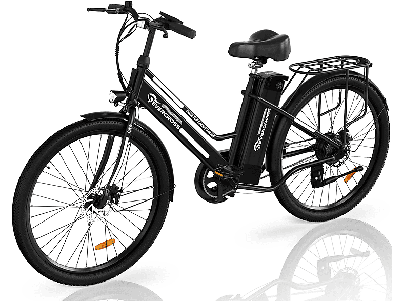 EVERCROSS TECH EK8S 26 ZOLL E-Bike,2 Fahrmodi für，250W motor Citybike (Laufradgröße: 26 Zoll, Unisex-Rad, 432 Wh, Schwarz)