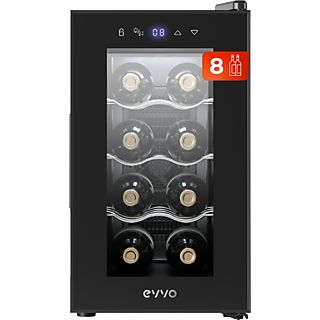 Vinoteca libre instalación - EVVO VT8, Compresor, 8 botellas, Negro