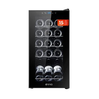 Vinoteca libre instalación - EVVO VT15, Compresor, 15 botellas, Negro