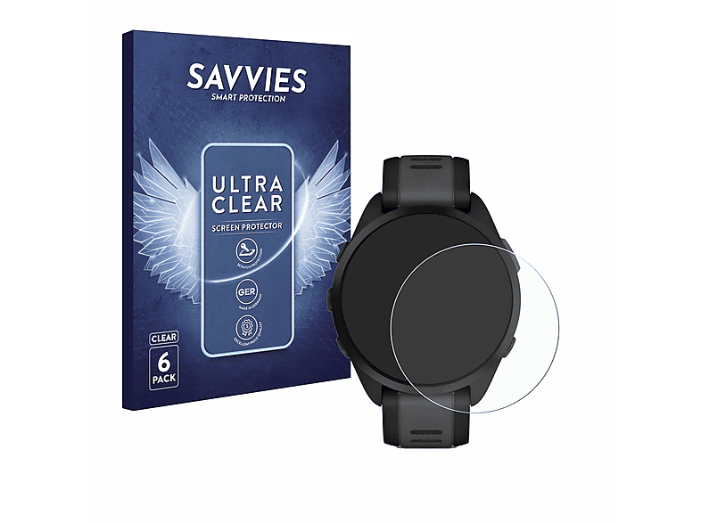 SAVVIES 6x klare Schutzfolie (für Garmin Forerunner 165)