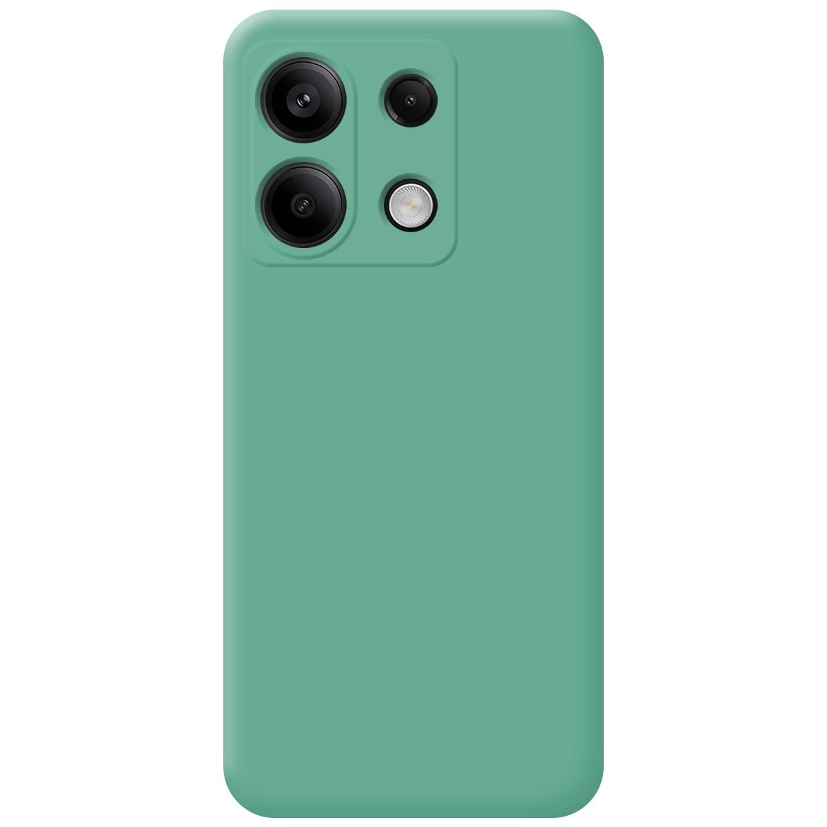 Custodia per telefono verde con più lenti della fotocamera. Il telefono ha un retro verde.