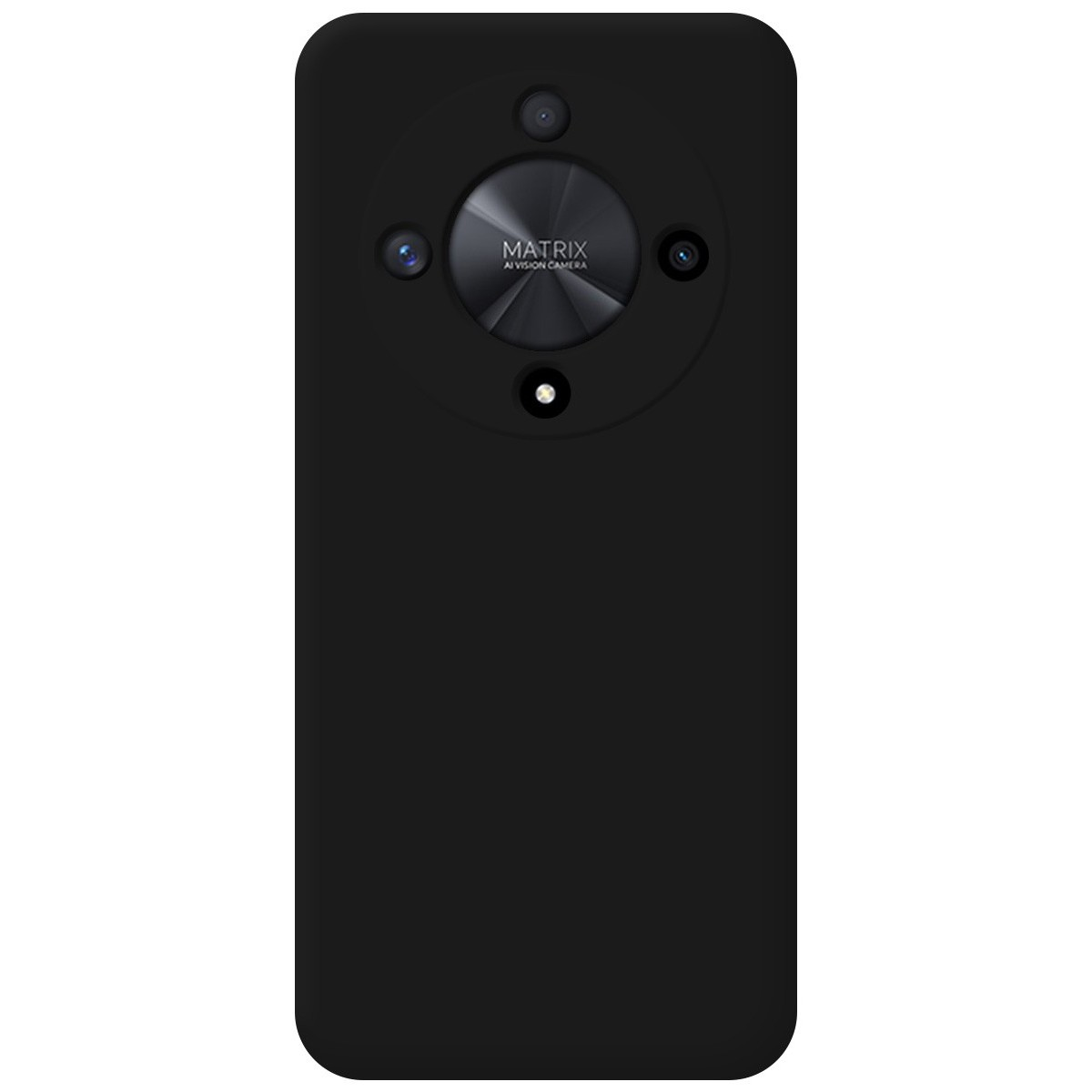 Custodia nera con tre fotocamere in alto. Scritto 'MATRIX AI VISION CAMERA'.