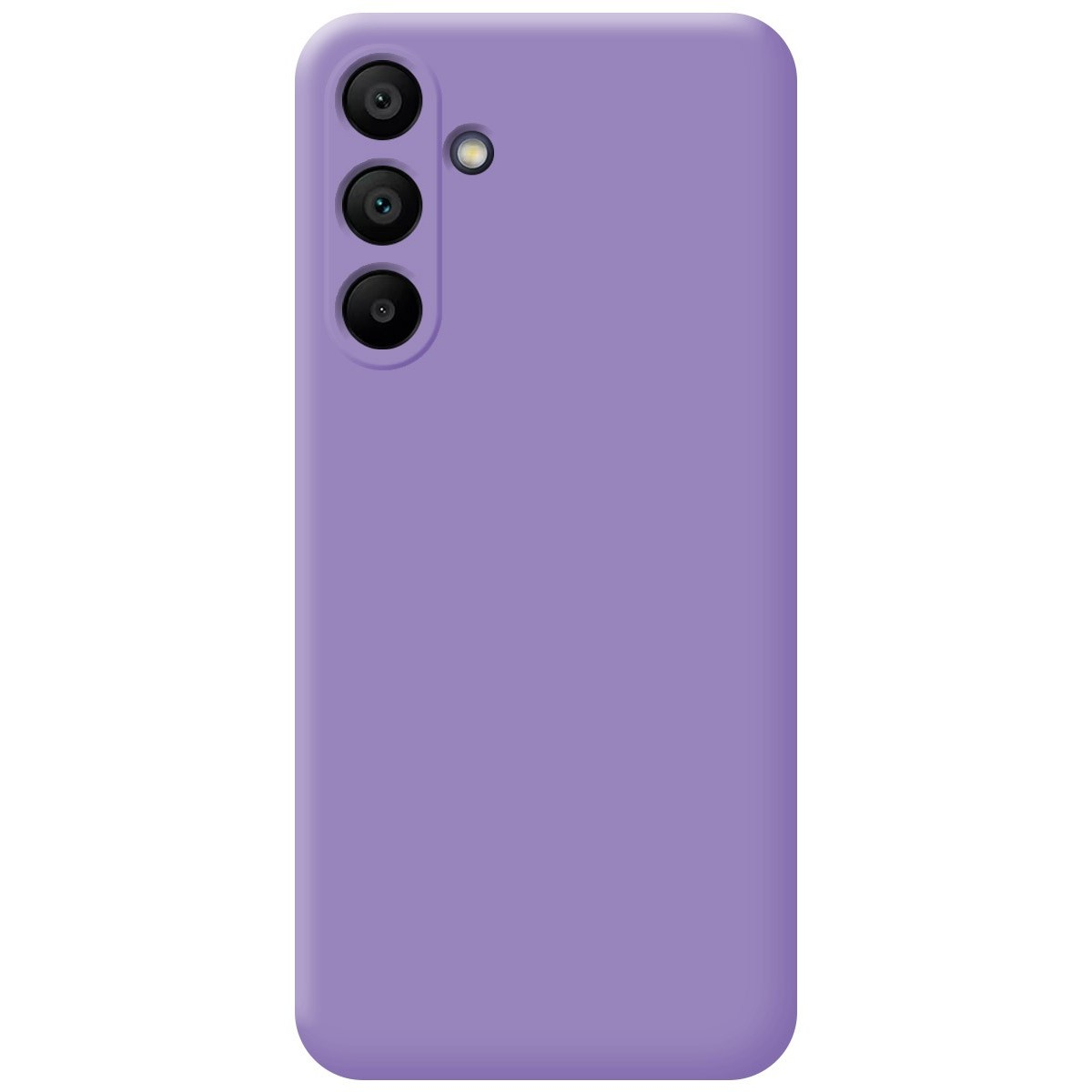 Custodia per telefono viola con tre obiettivi della fotocamera.