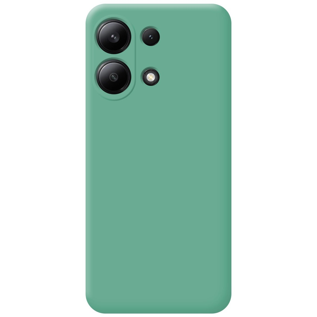 Custodia verde per telefono con lenti della fotocamera. Design semplice e solido.