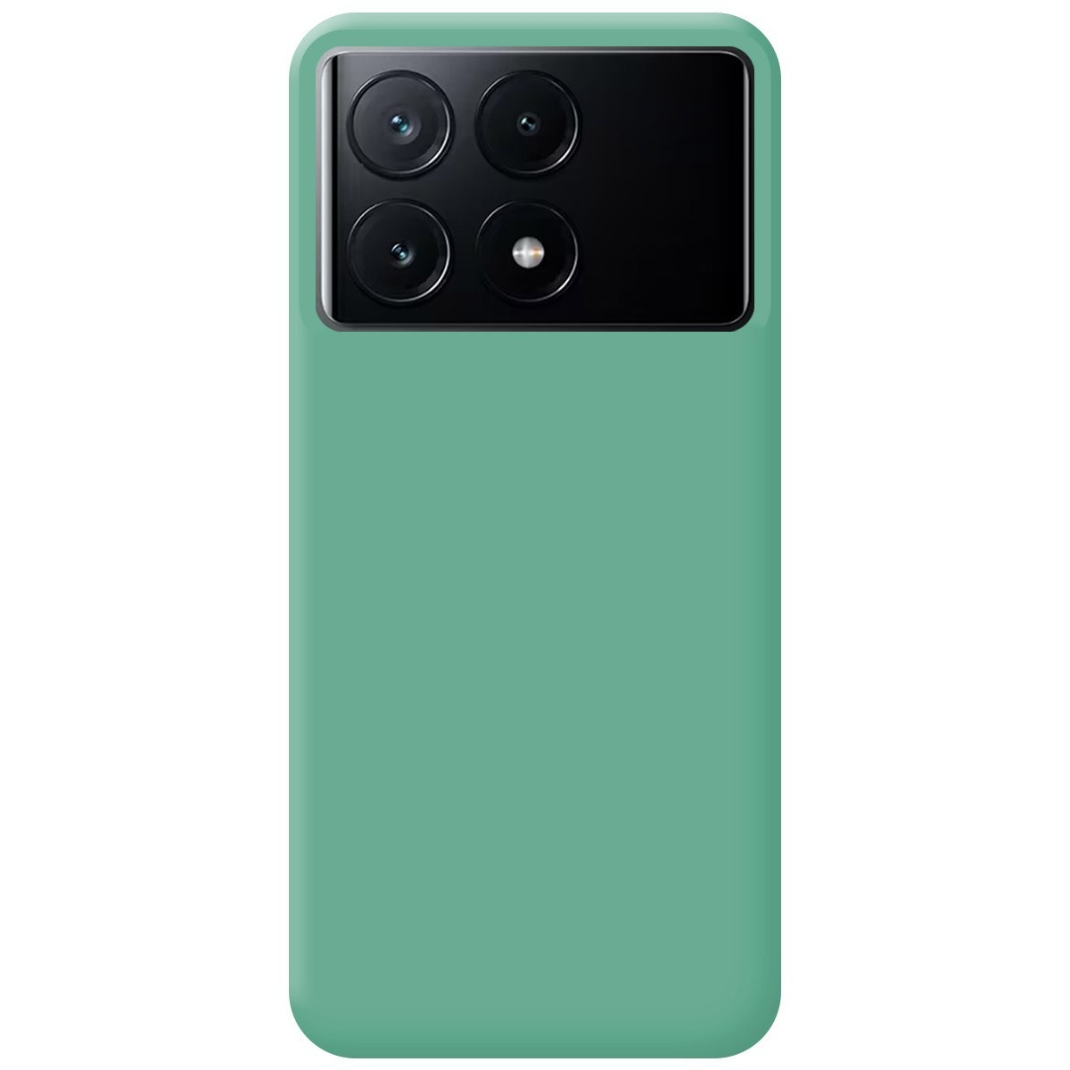 Custodia verde con fotocamere. Il telefono non è visibile.