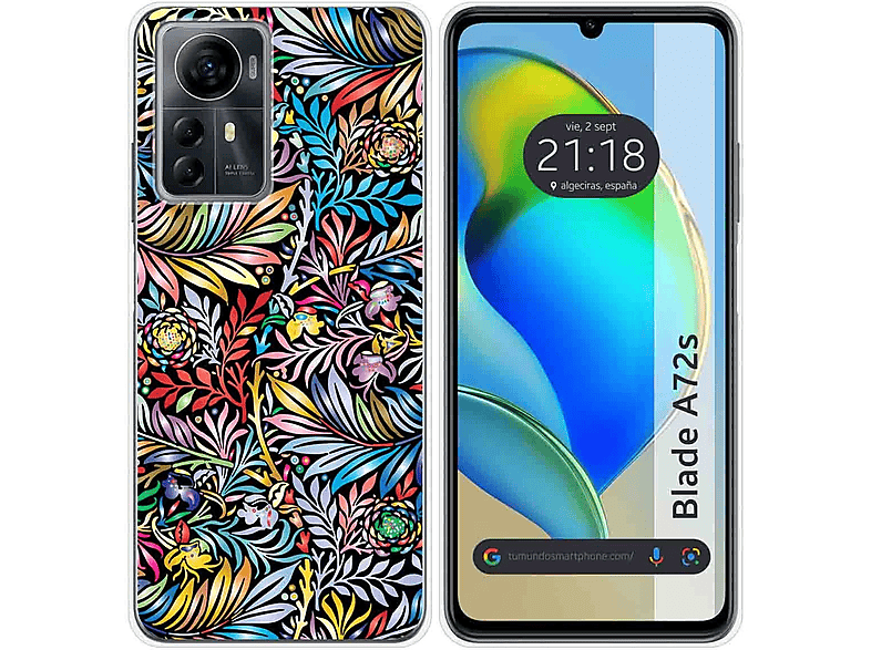 KJYF Para ZTE Blade A72s Funda Con 1 Piezas Vidrio Templado Película, Transparente Anti-Arañazo Suave TPU Silicona Carcasa Y Protector Pantalla Para ZTE Blade A72s (6.75") - Globo Rosa