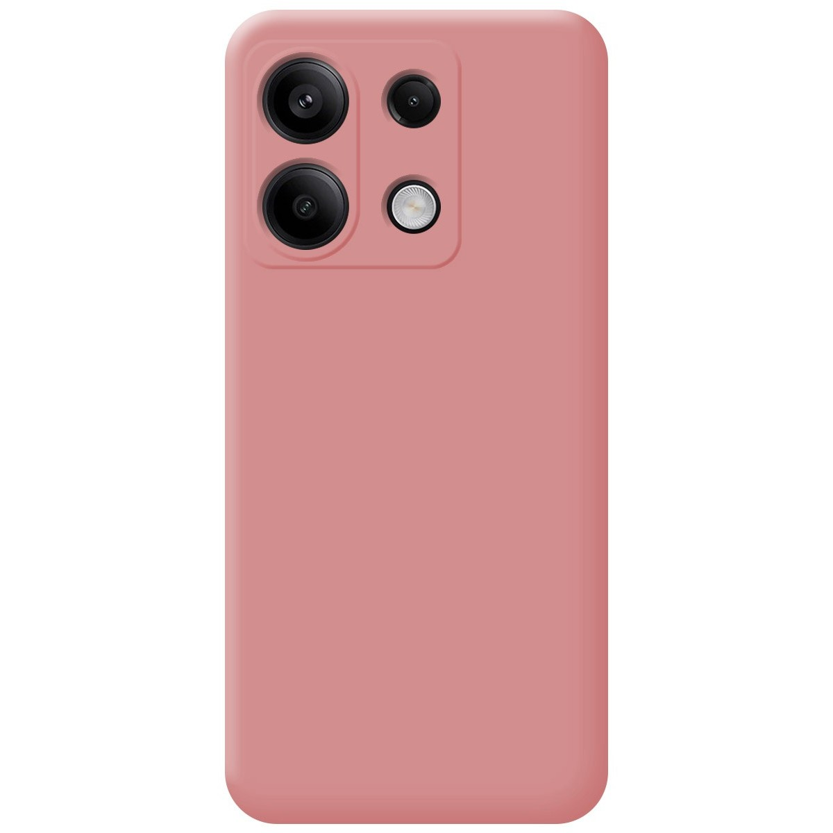 Custodia per telefono rosa con design a tripla fotocamera.