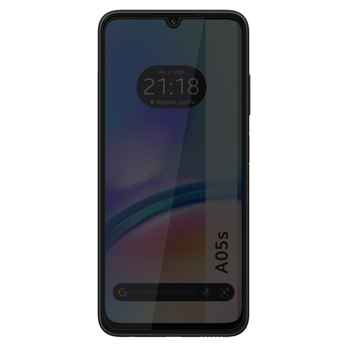 Schermo del telefono che mostra l'ora e le parole A05s.