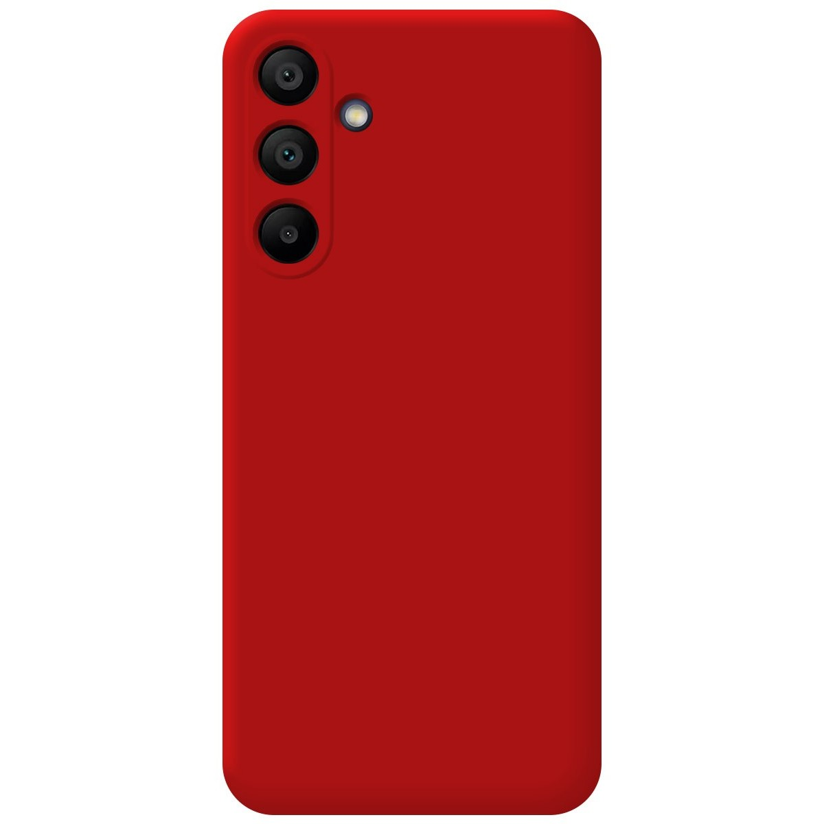 Una custodia rossa per telefono con un modulo fotocamera.