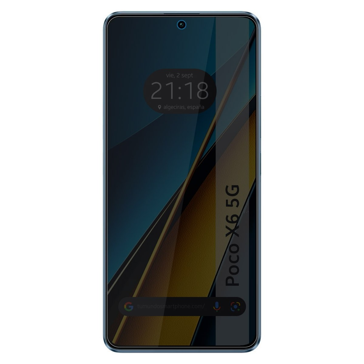 Telefono con l'ora 21:18 e Poco X6 5G.