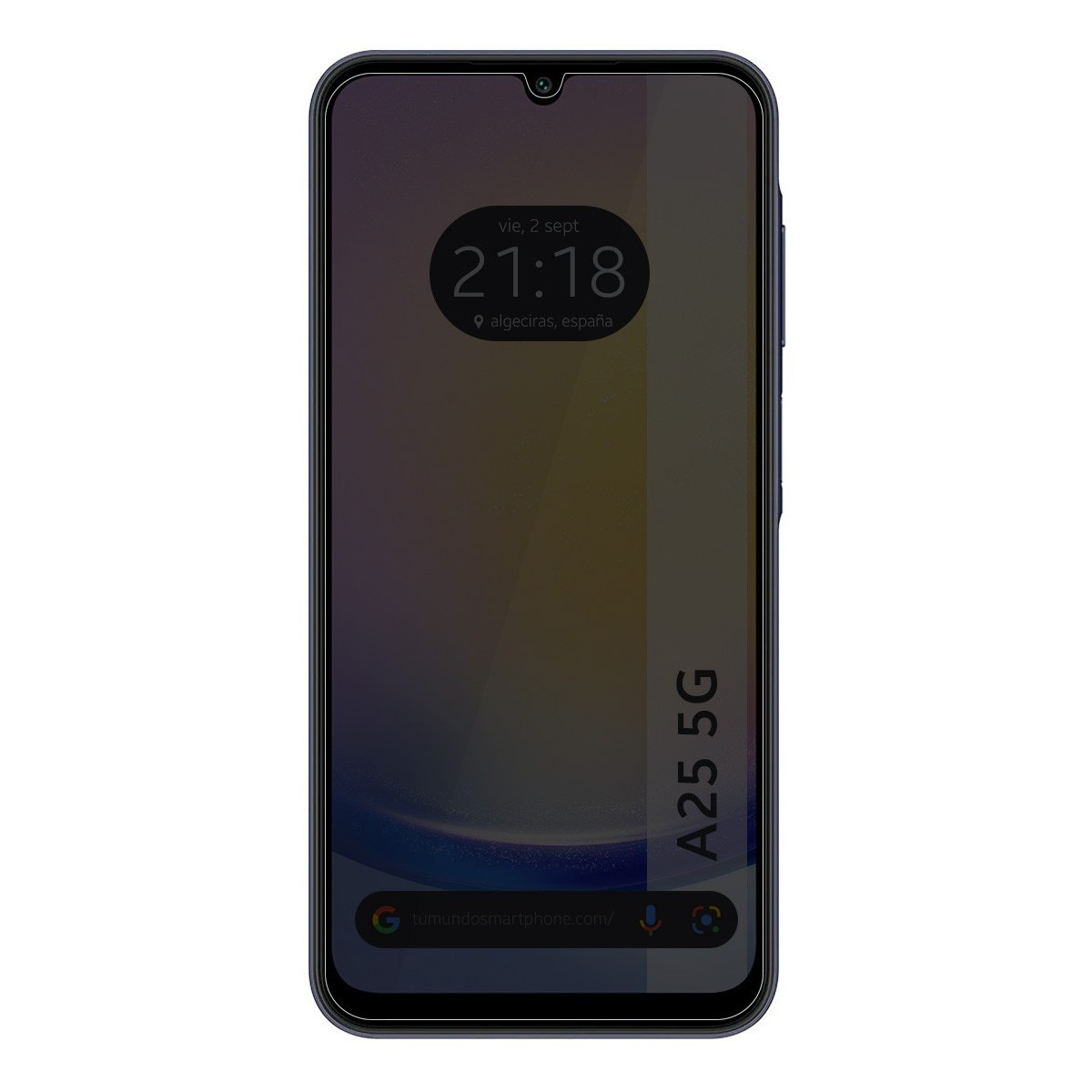 Telefono con schermo che mostra un timestamp in spagnolo.
