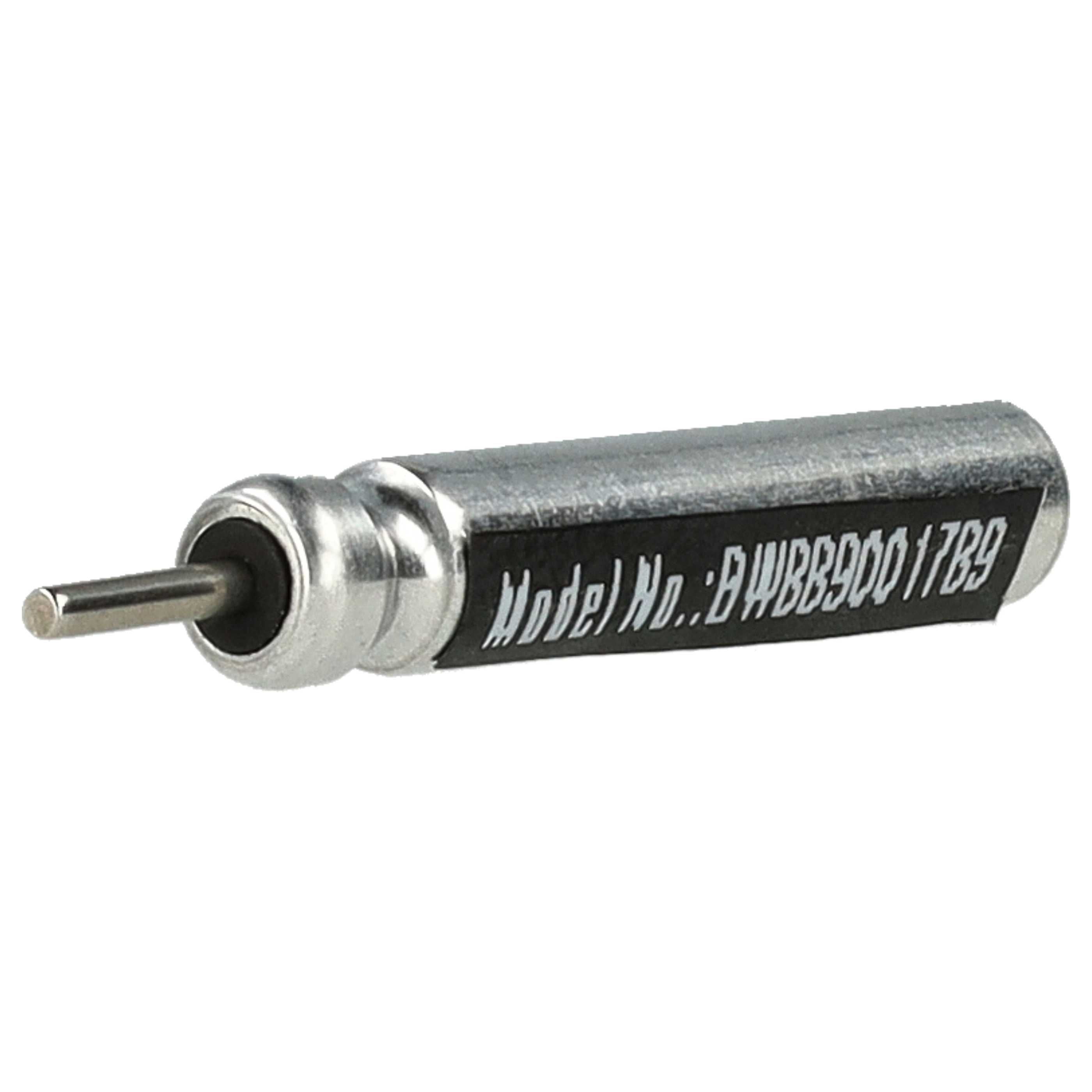 Ein metallisch silbernes Werkzeug mit einem schwarzen Etikett mit der Aufschrift "Model No.: BWB890017B9".