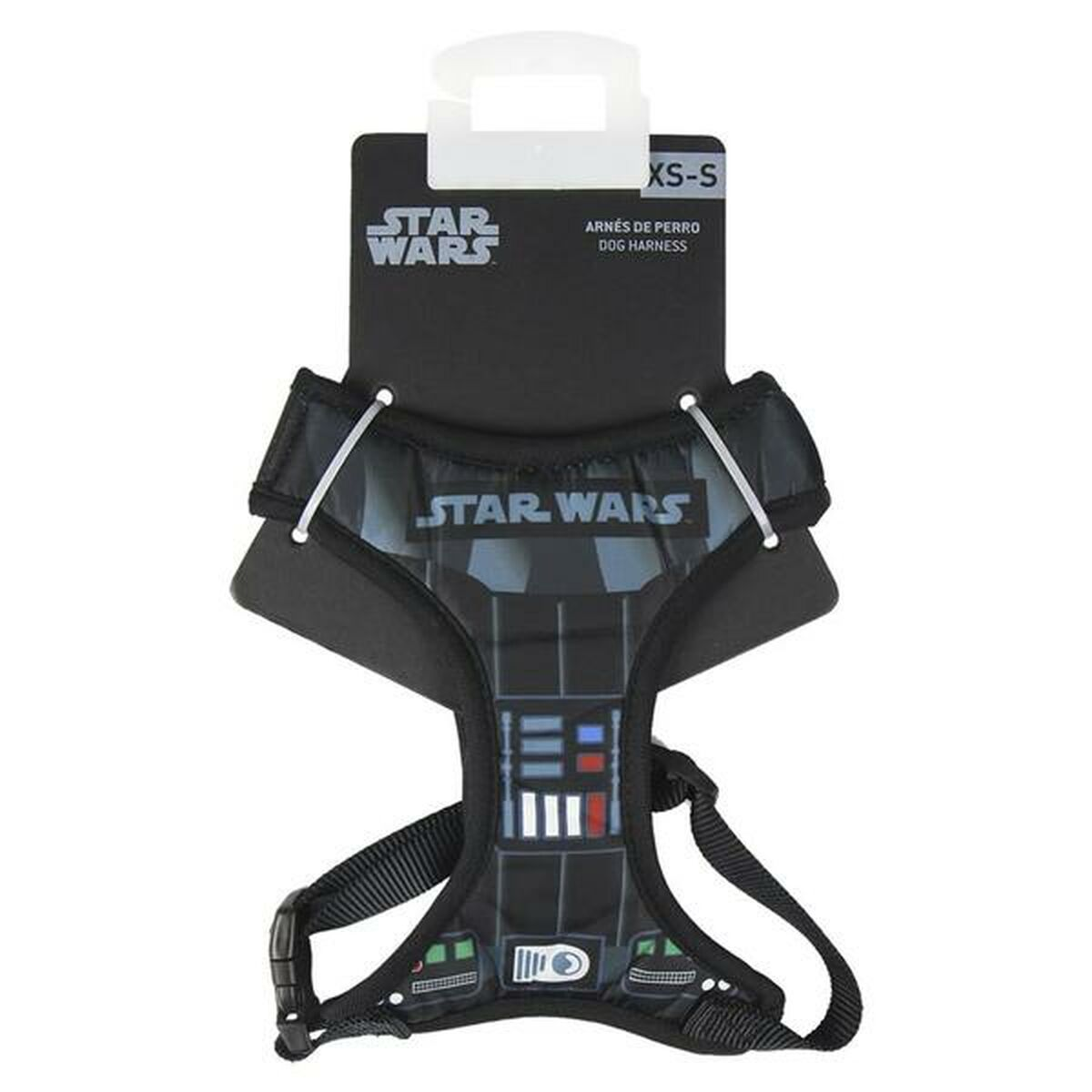 Ein Star Wars Hunde-Geschirr mit einem schwarz-grauen Design.