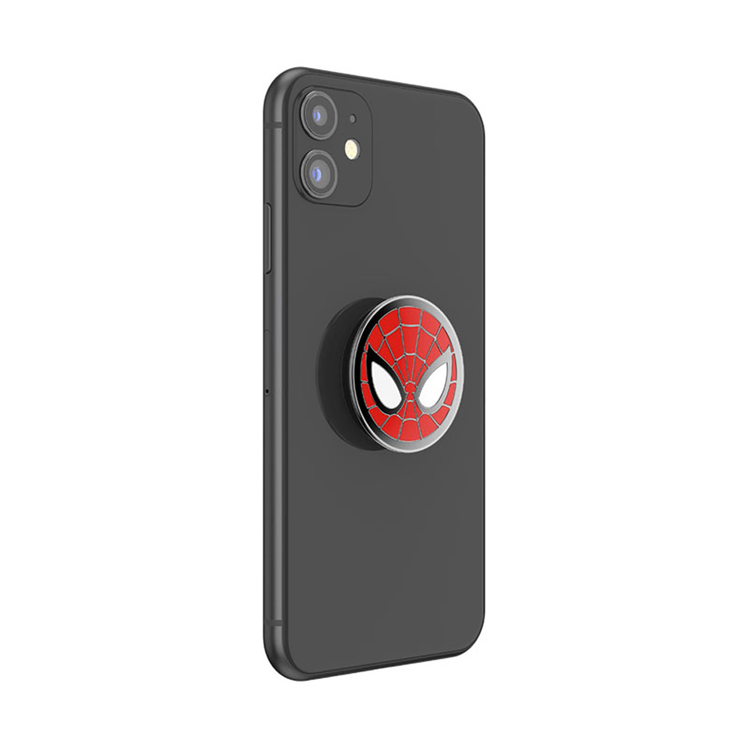 Telefono nero con supporto pop Spider-Man.