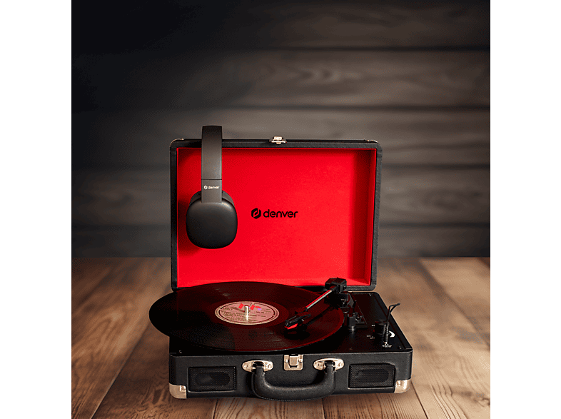 Lecteur de disques vinyles denver vpl-120bleue, haut-parleurs intégrés, sortie p