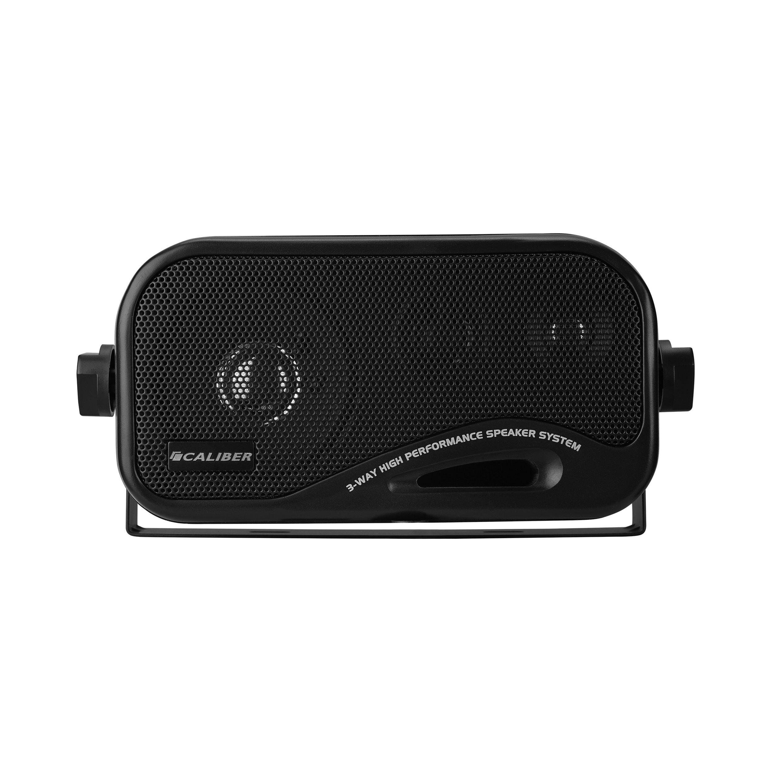 Black speaker with a mesh front and the word 'CALIBER' on the left.