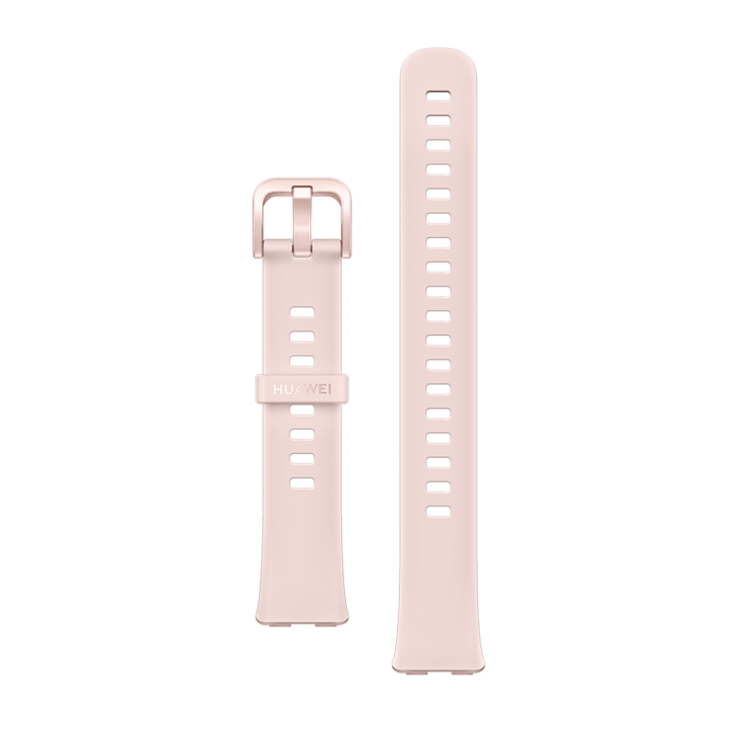 Dos correas de reloj rosa. Una tiene hebilla, la otra agujeros para el cierre.