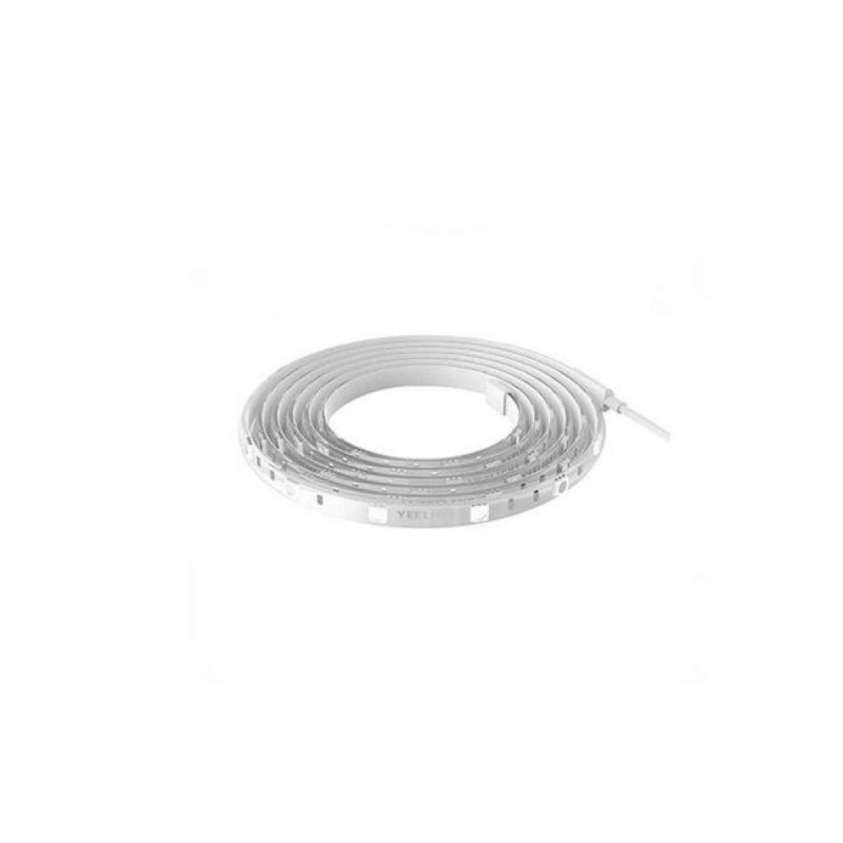 Striscia luminosa LED bianca arrotolata. È una forma a spirale e sfondo bianco.
