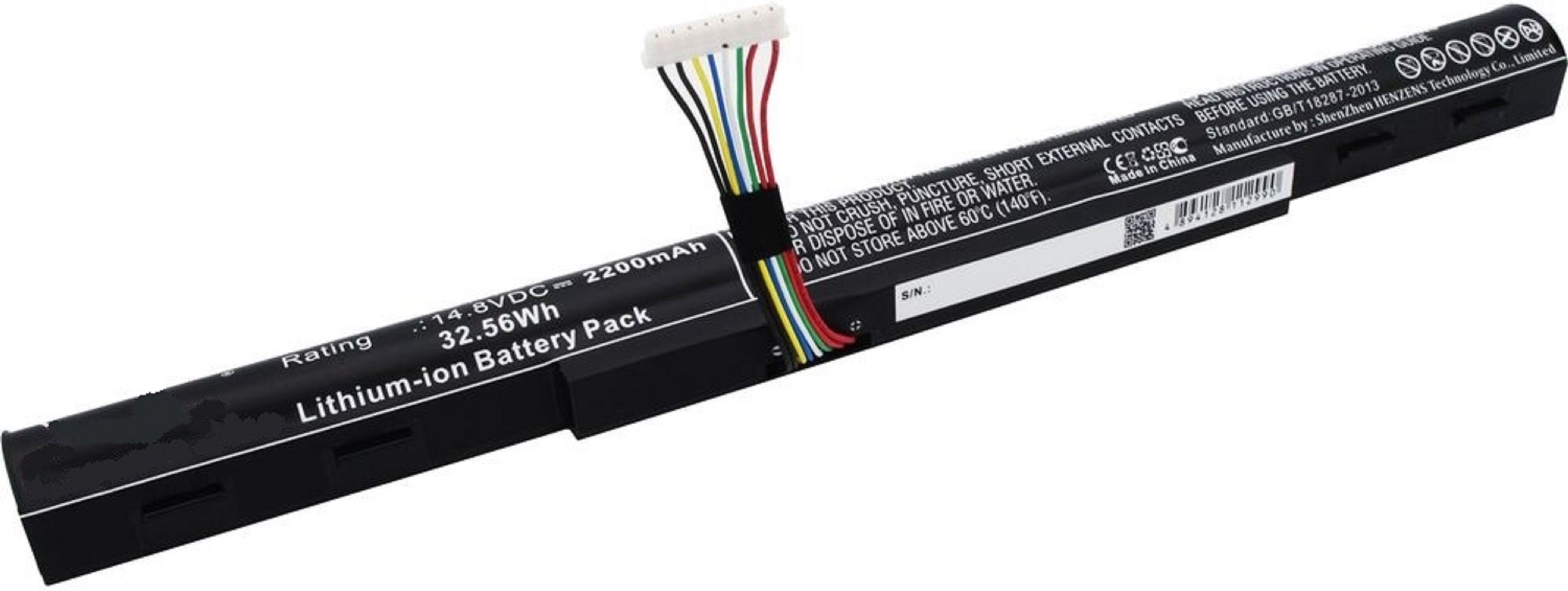 Ein schwarzer Lithium-Ionen-Akku mit einem mehrfarbigen Drahtanschluss.