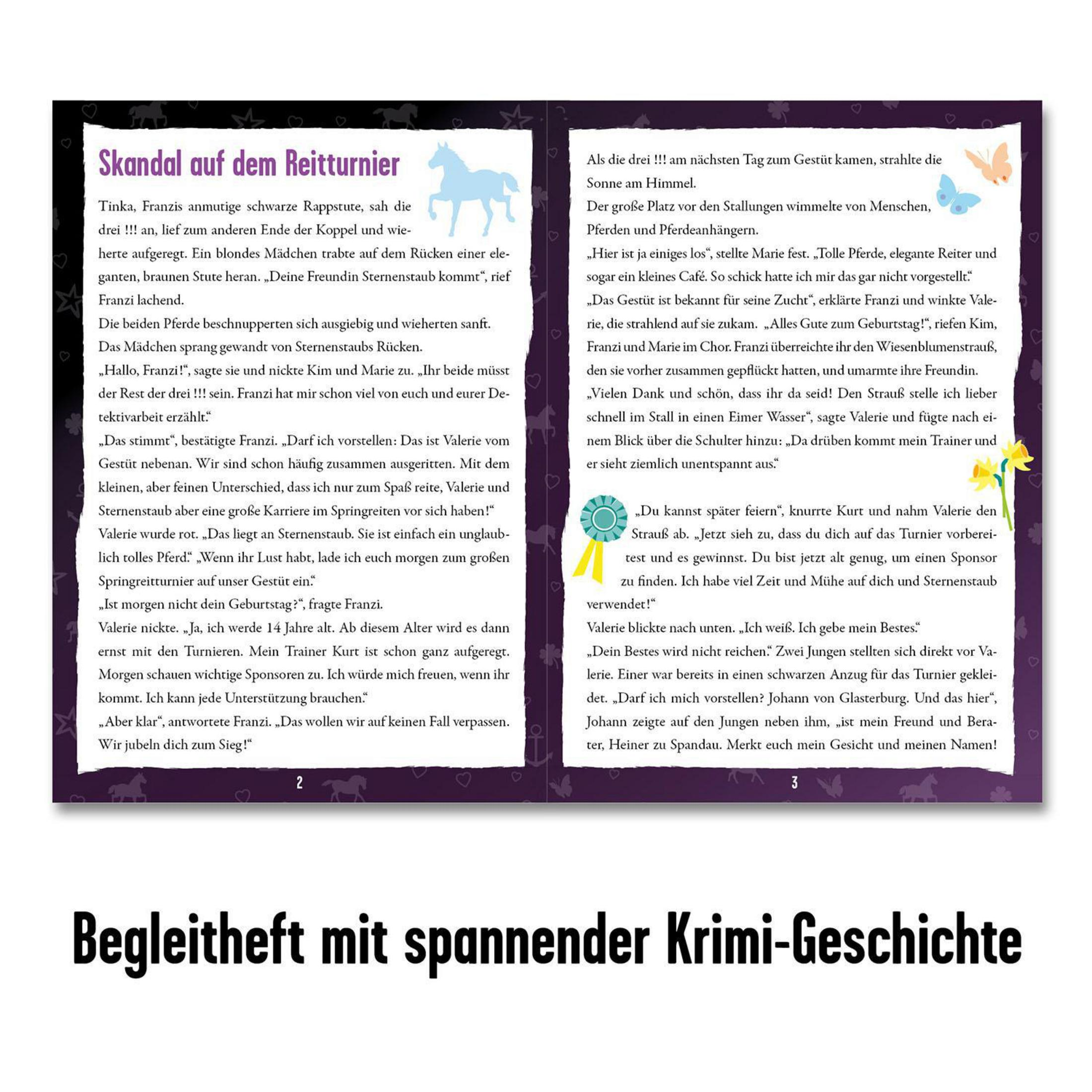 Eine Seite mit deutschem Text über Reiten mit Illustrationen.
