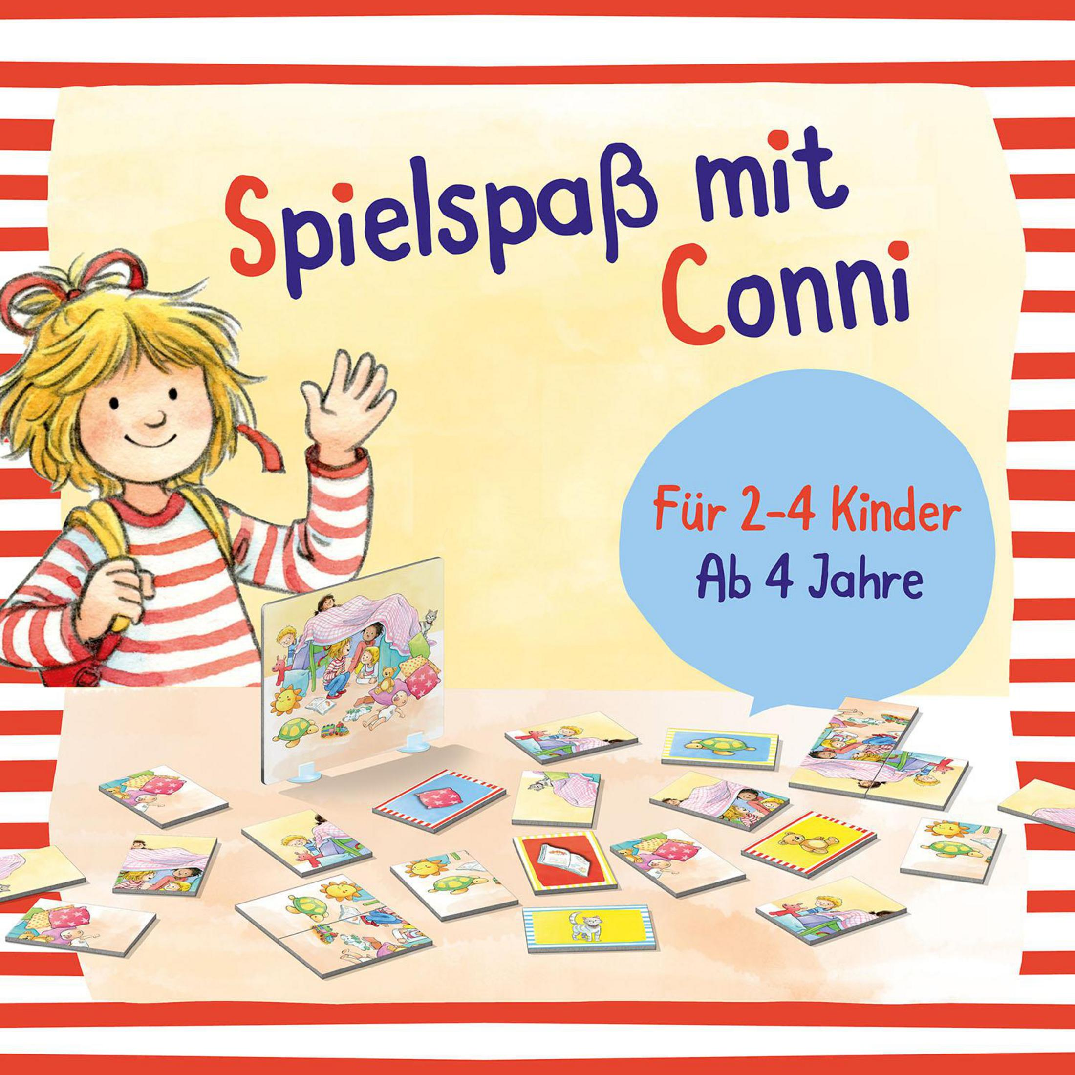 Ein Kinderbuchcover mit einem winkenden Mädchen. Es gibt Spielzeug und Text auf rotem und weiß gestreiftem Hintergrund.