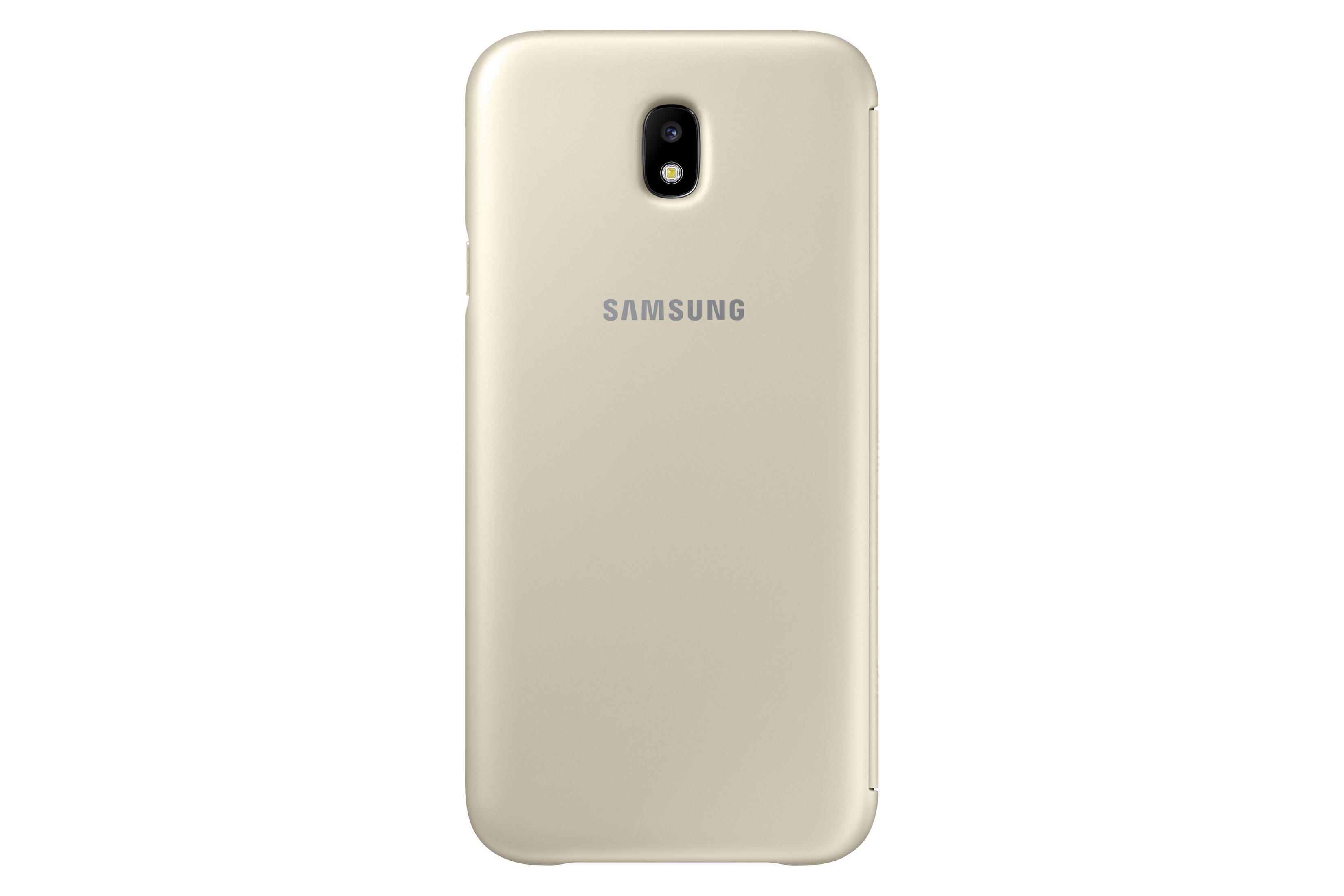 Goldfarbene Rückseite des Samsung-Telefons. Kamera und Samsung-Logo sichtbar.