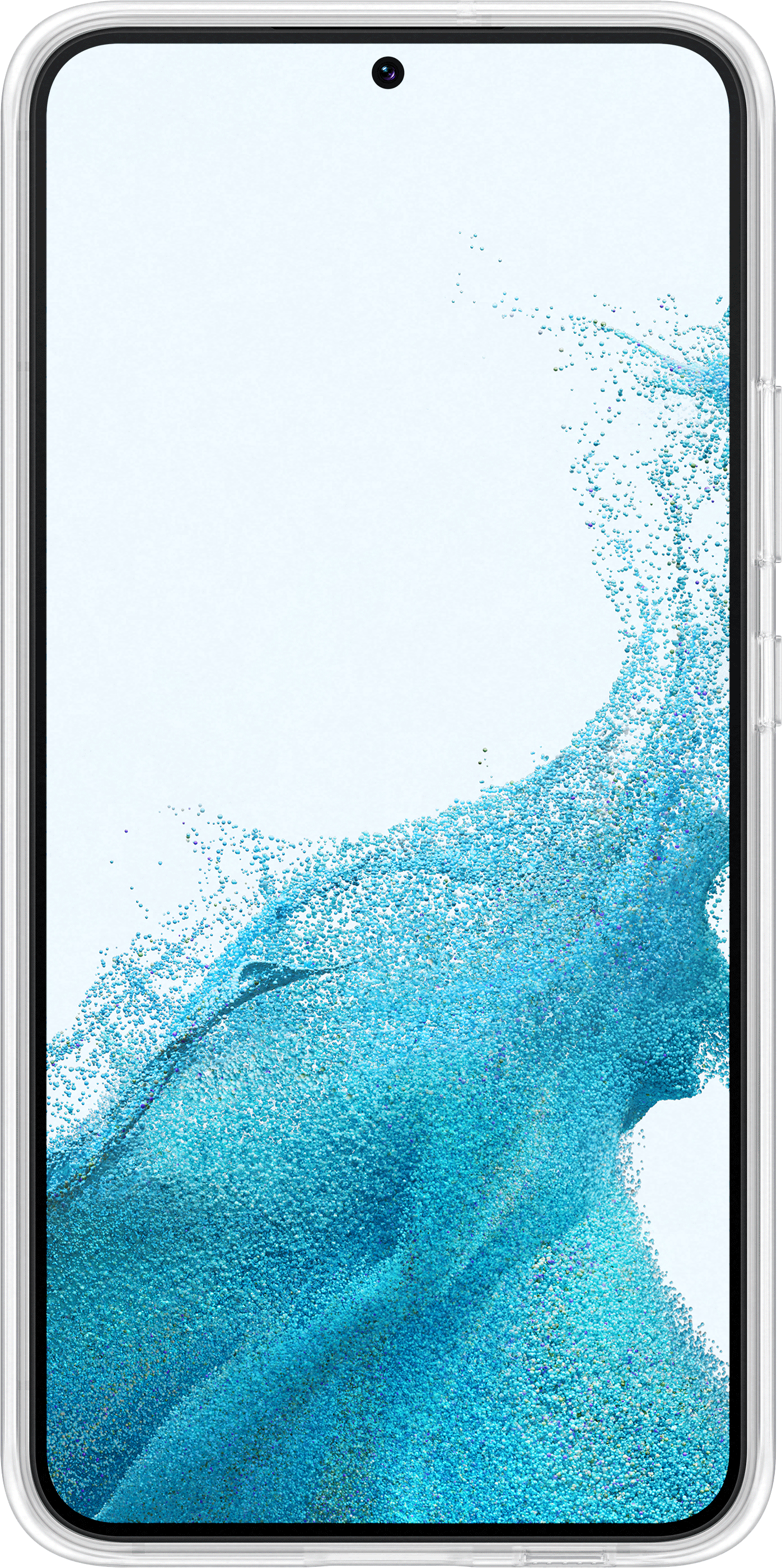 Smartphone-Bildschirm. Der Hintergrund hat einen hellblauen und dunkelblauen Farbverlauf mit einem hellblauen Spritzer.