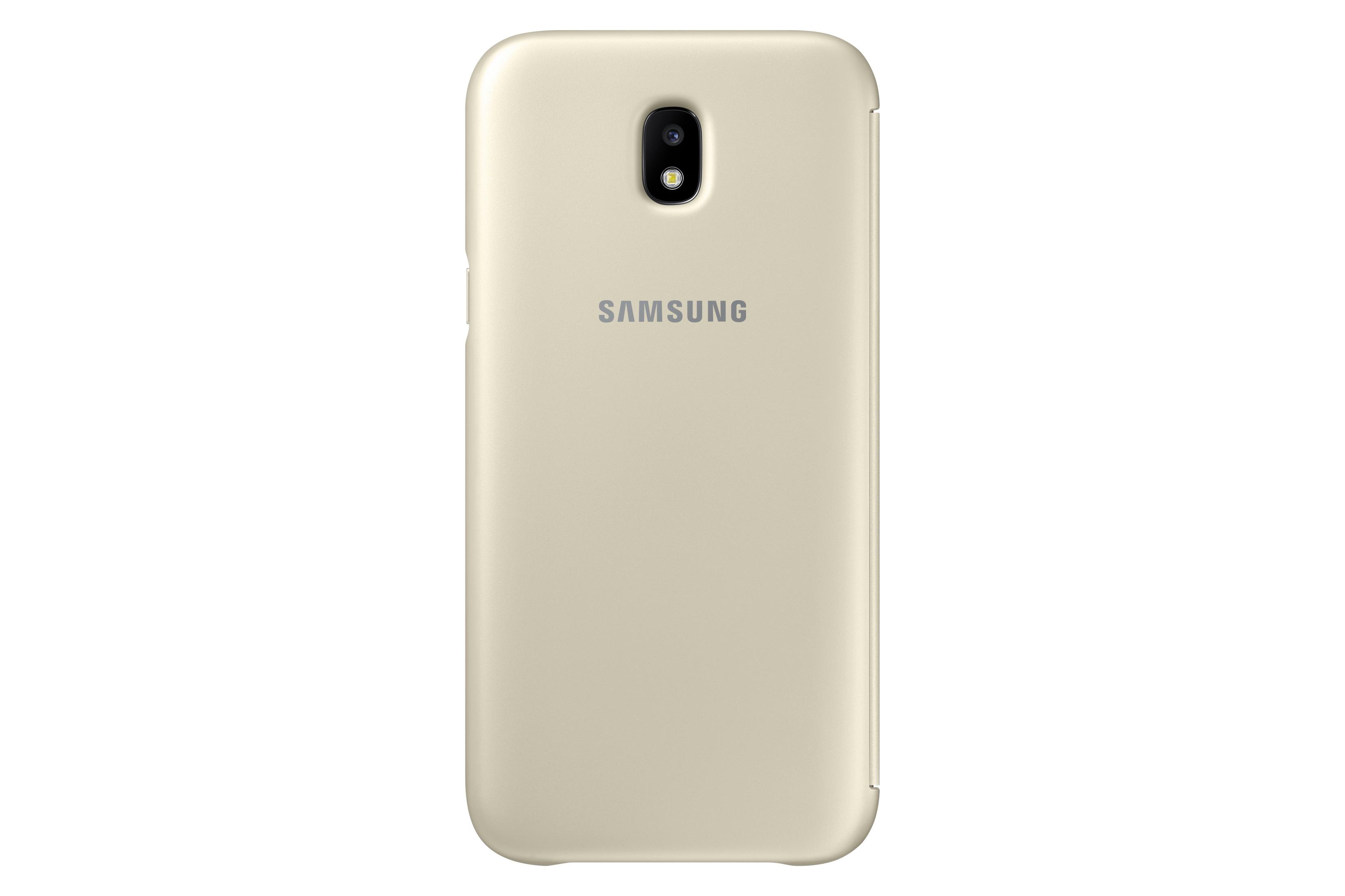 Funda de teléfono color crema con recorte para cámara y logotipo de Samsung.