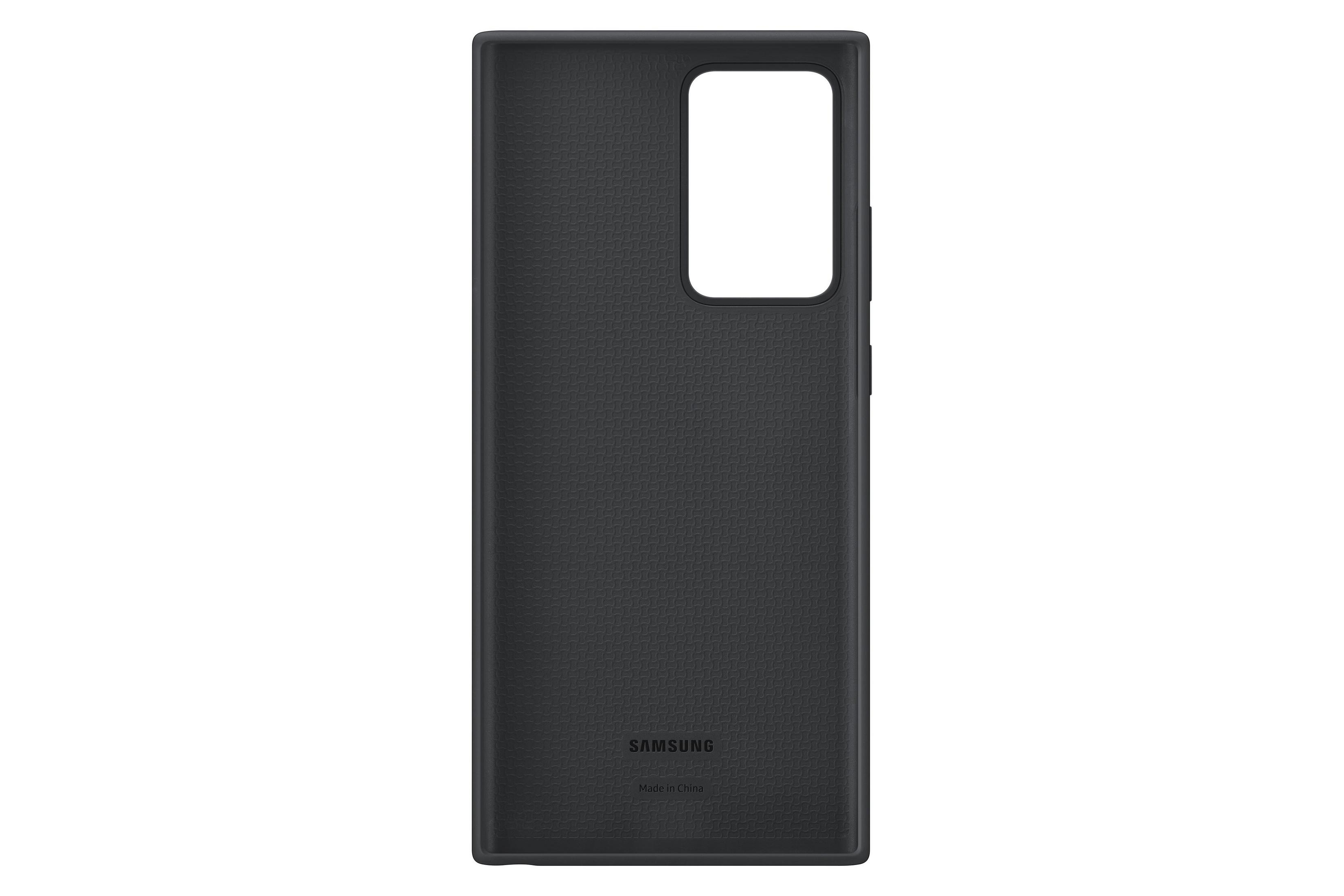 Interno di custodia per telefono nera con marchio Samsung, su sfondo bianco.
