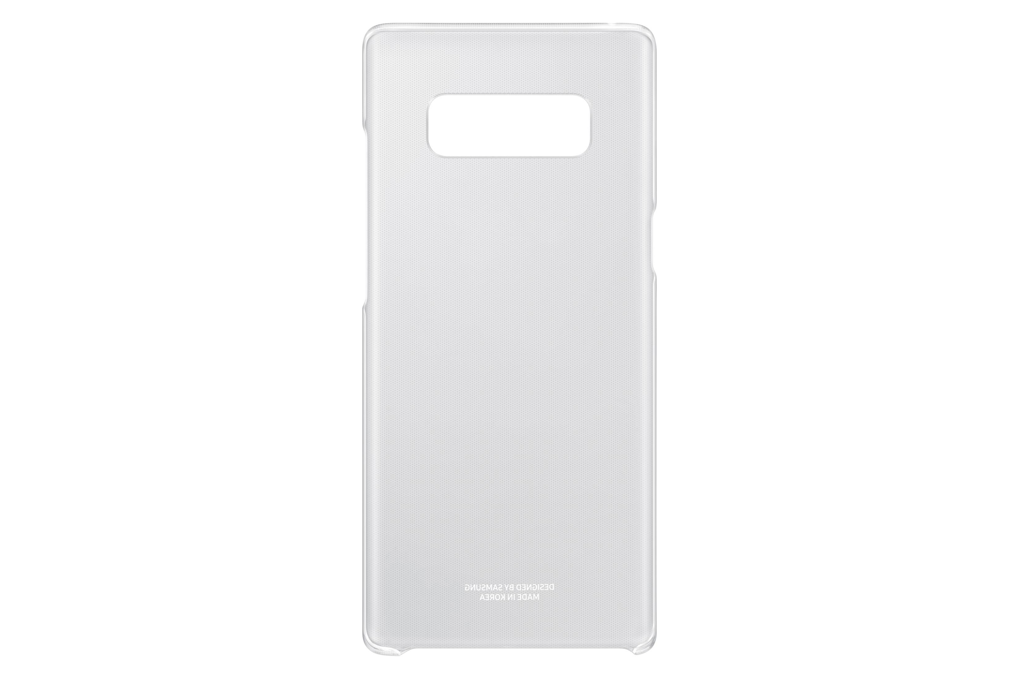 Custodia trasparente per telefono con motivo strutturato, con la scritta "DESIGNED BY SAMSUNG".