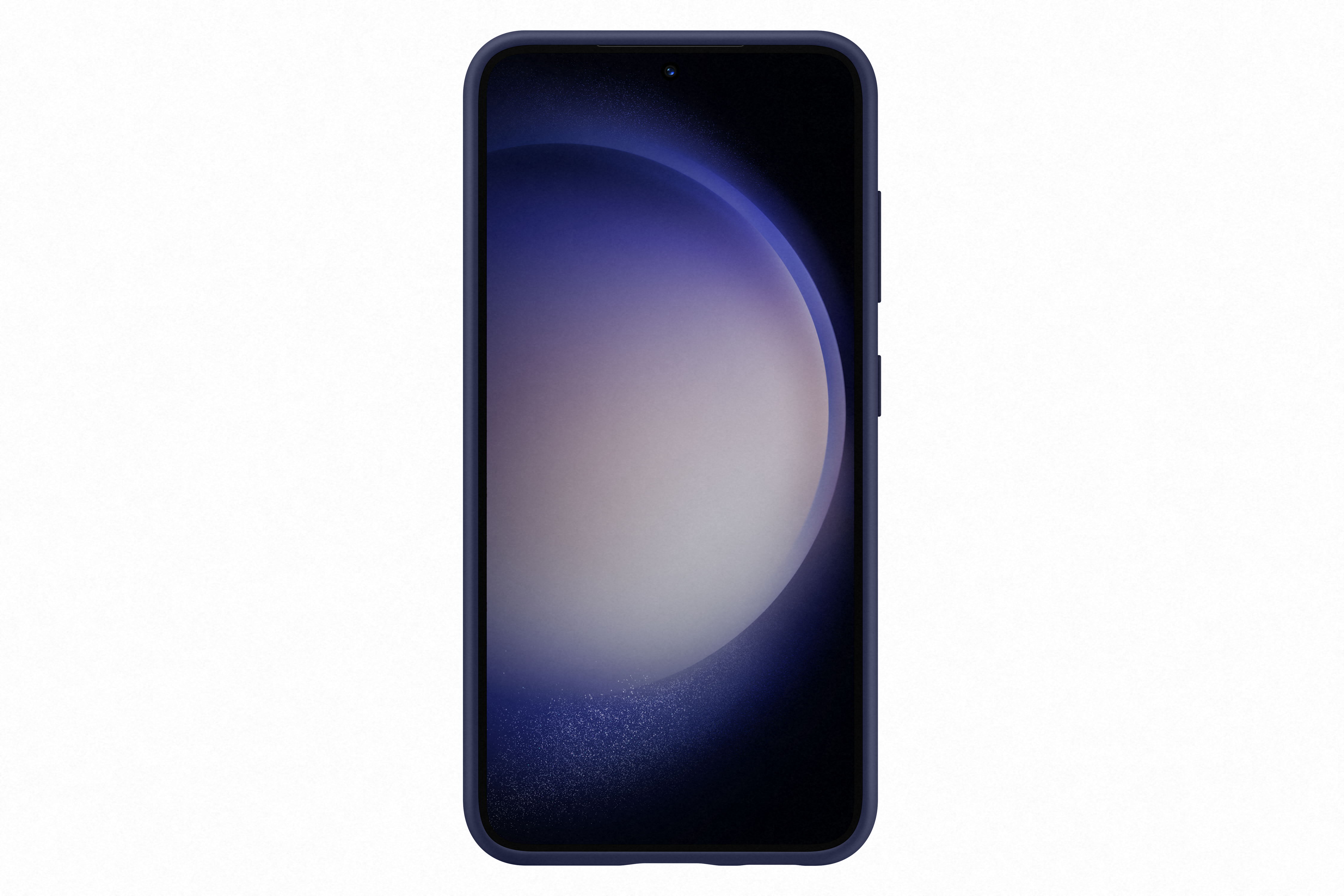 Blaues Smartphone mit Farbverlauf auf dem Display.